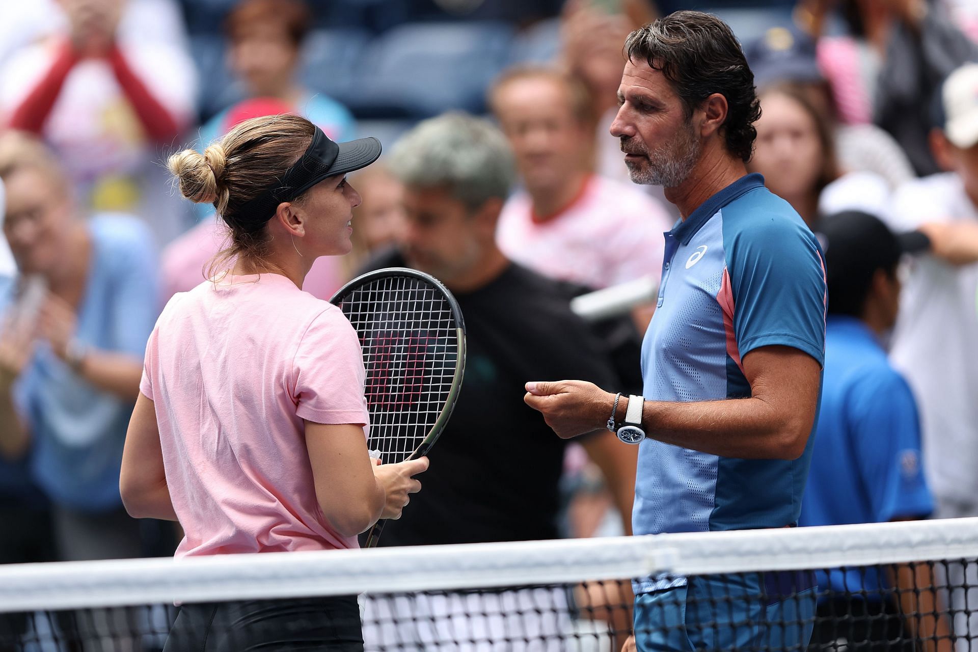 Simona Halep chats with Patrick Mouratoglou: 2022 US Open