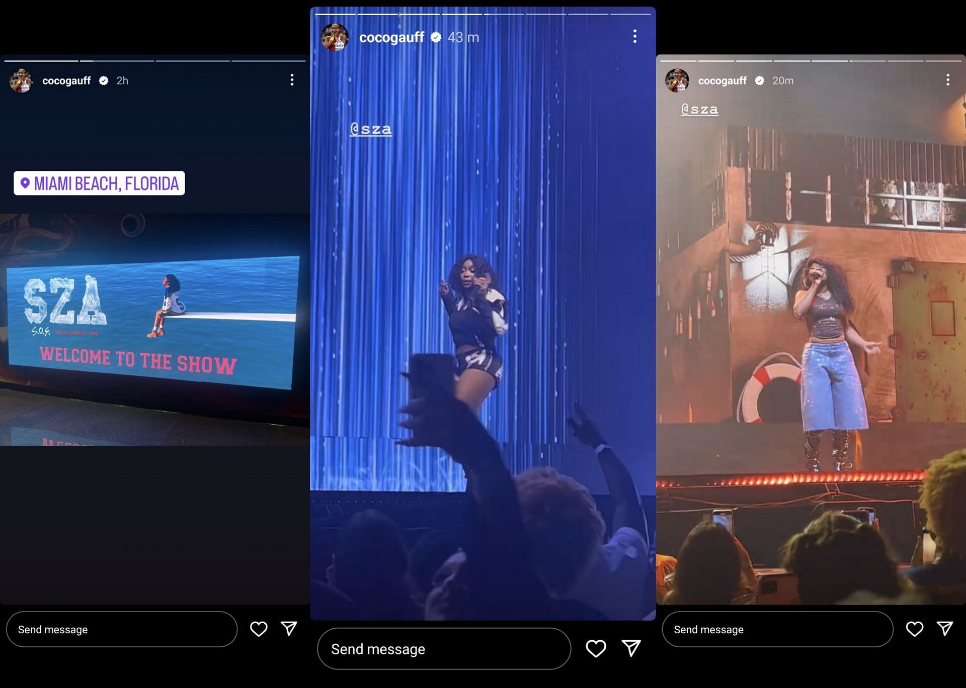 Screen grabs of Coco Gauff&#039;s Instagram stories