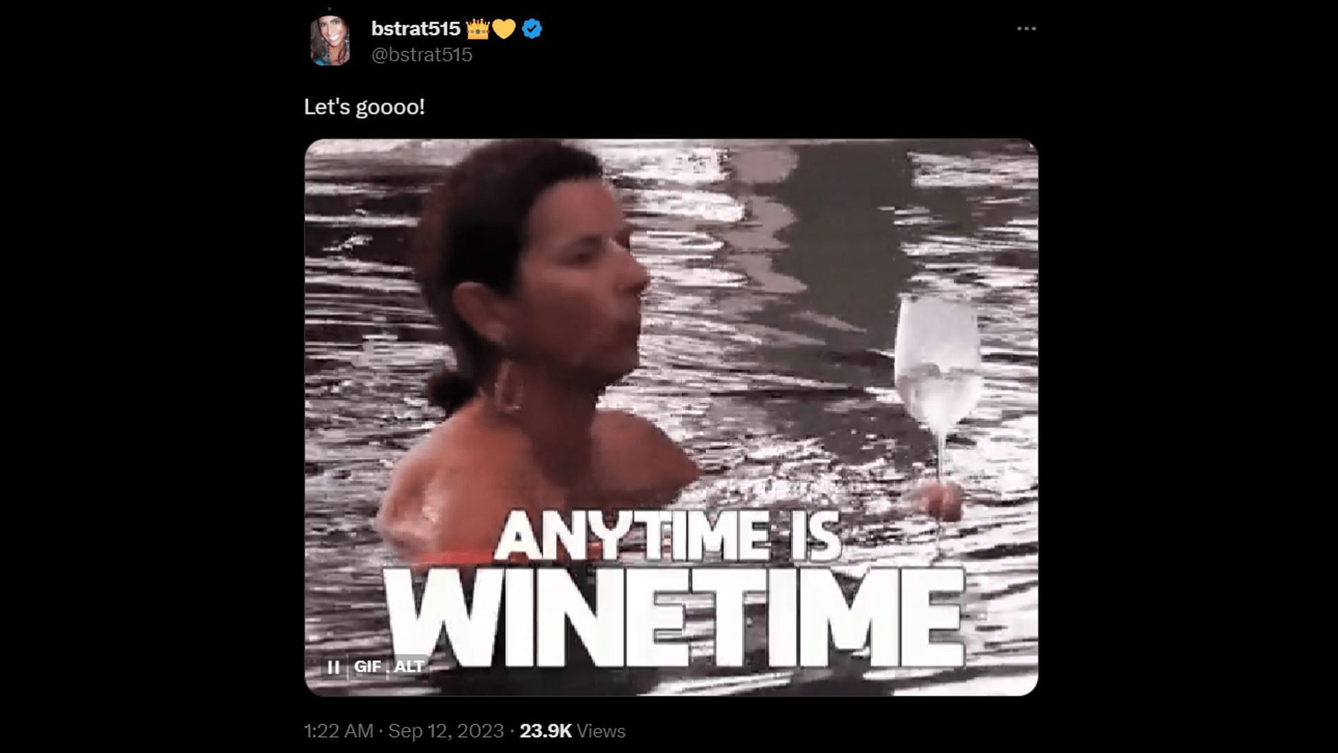 A netizen says anytime is wine time. (Image via X/bstrat515)