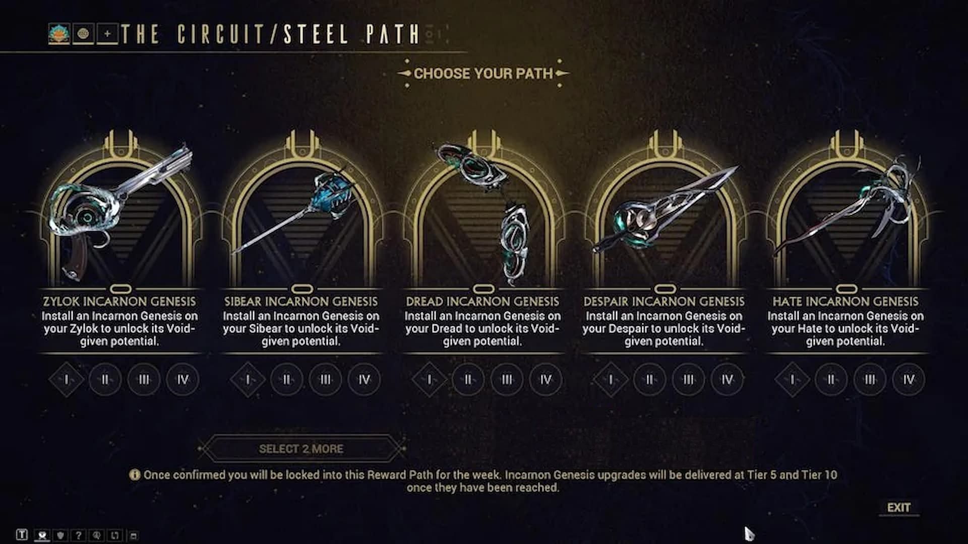 Warframe Incarnon Hate can be selected during the Stalker weapon set Incarnon rotation (Image via Digital Extremes)
