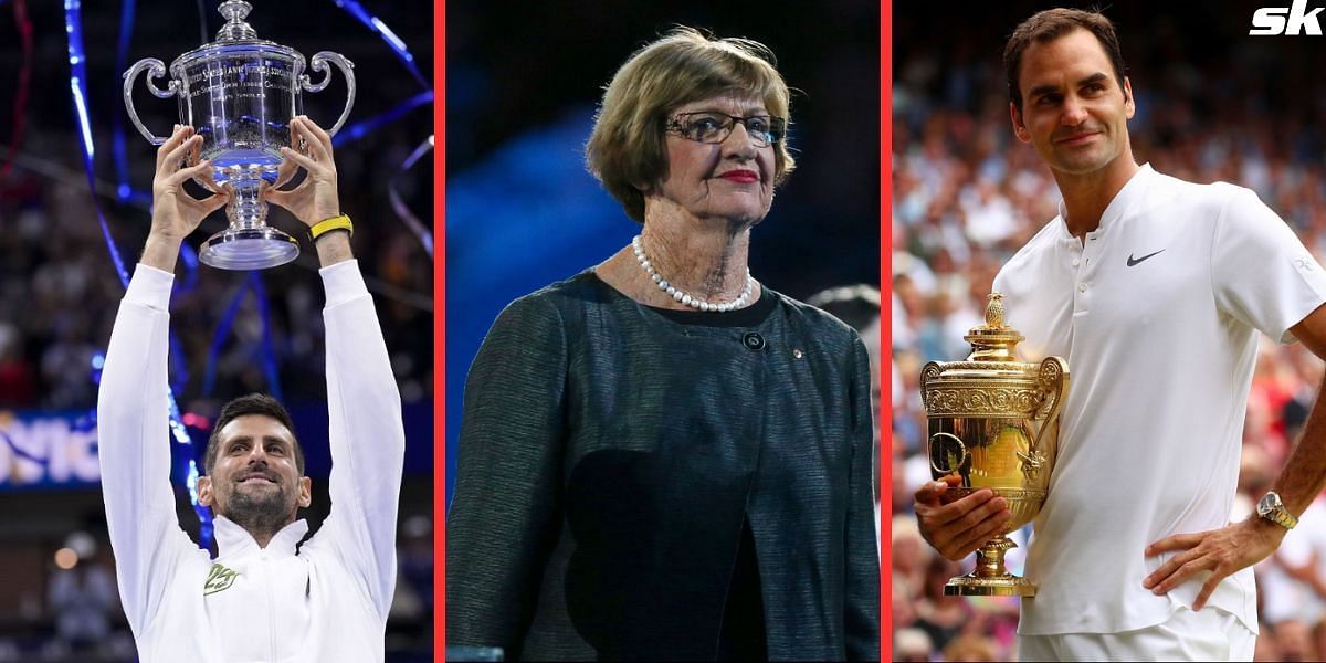Novak Djokovic, Margaret Court, and Roger Federer