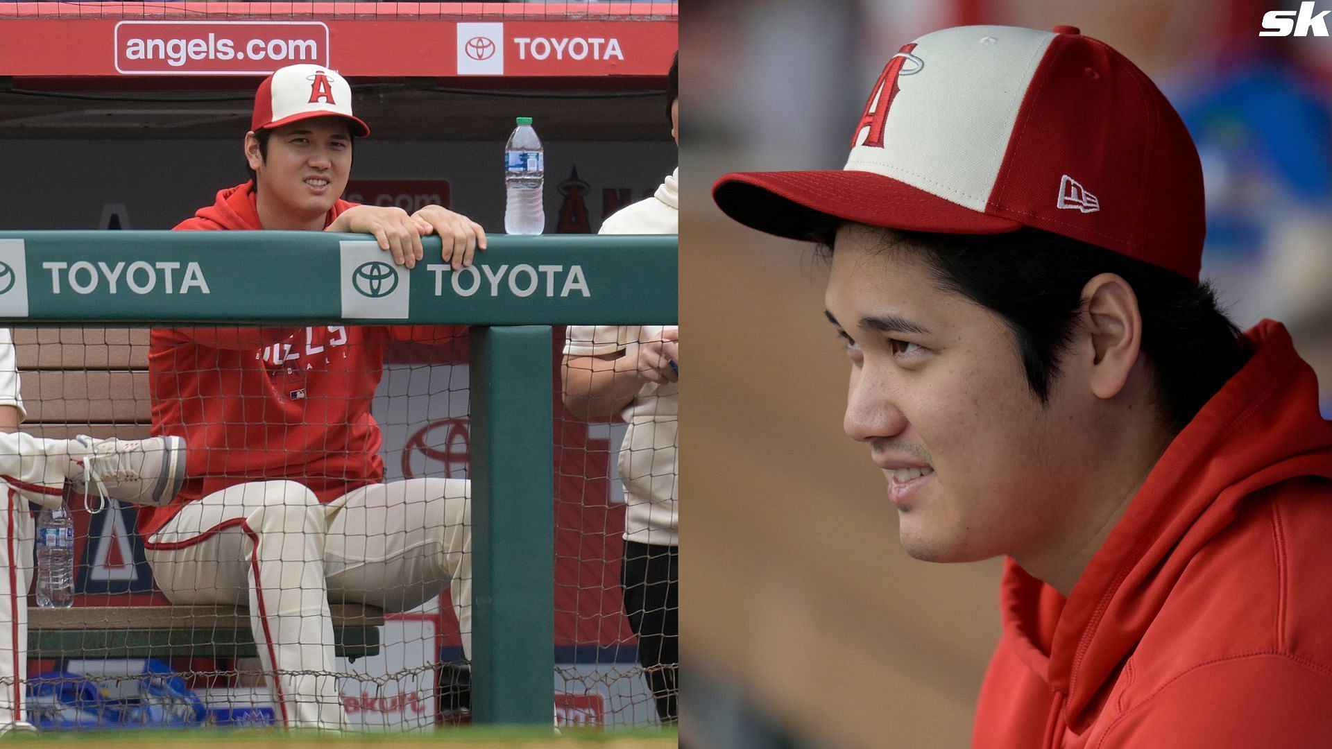 Los Angeles Angels designated hitter Shohei Ohtani arrives in the dugout  before the start of a baseball game against the New York Mets, Saturday,  Aug. 26, 2023, in New York. (AP Photo/Bebeto