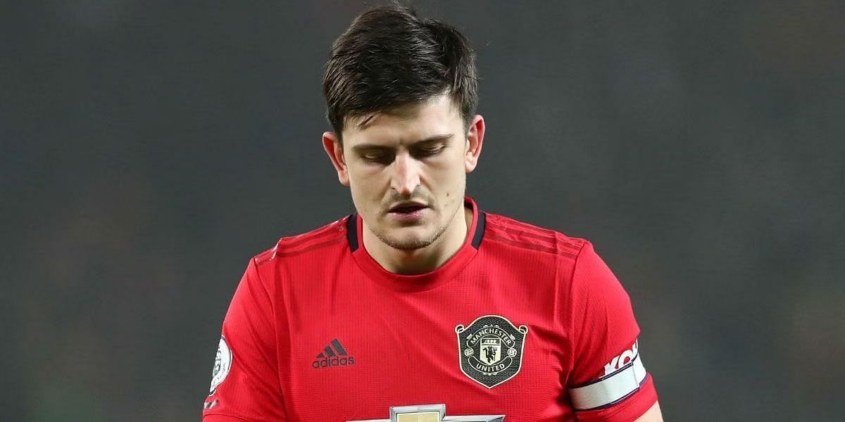 Harry Maguire pictured in Manchester United jersey