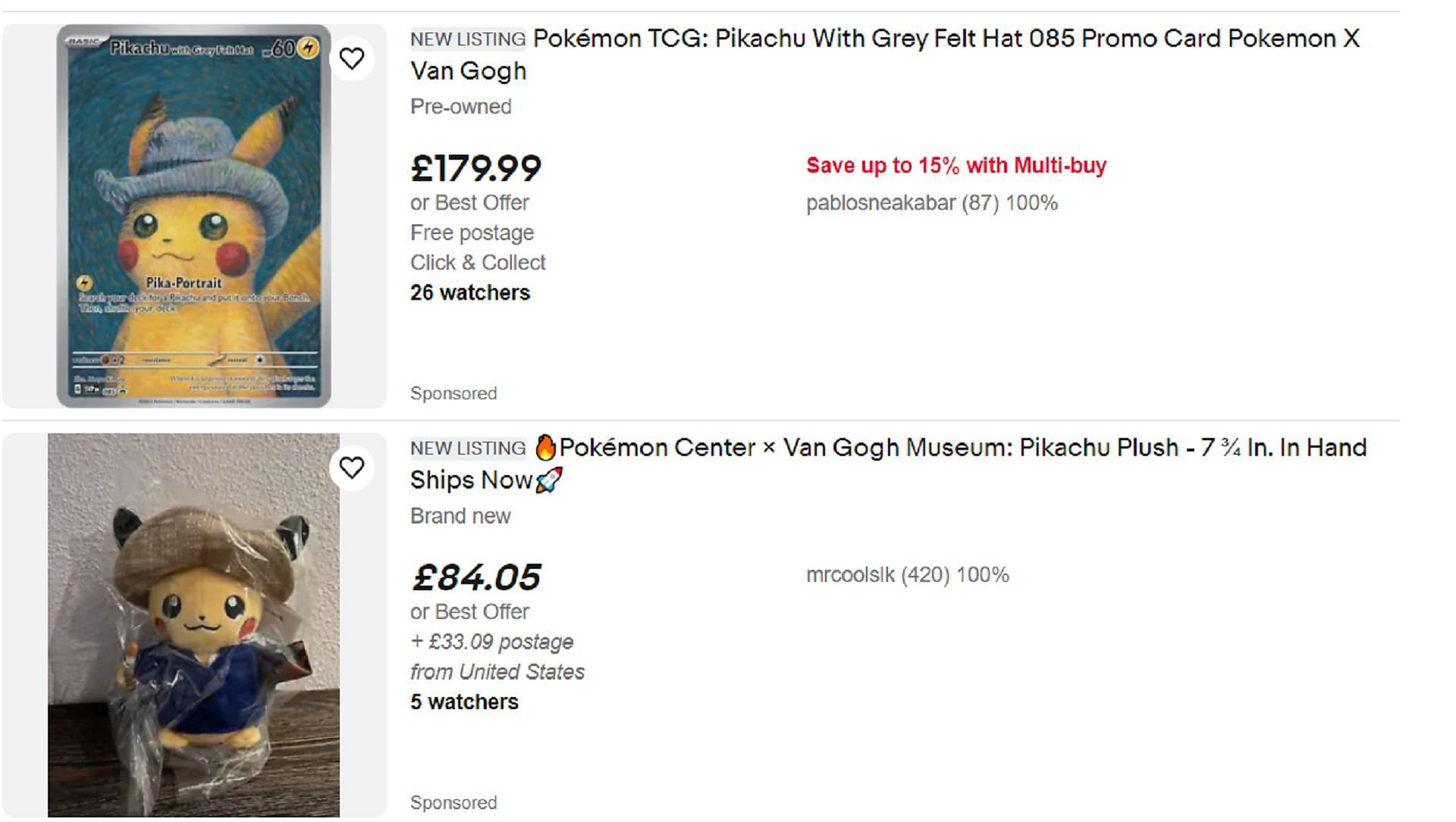 Pokemon X Van Gogh merchandise has already been posted online by scalpers (Image via Ebay.co.uk)