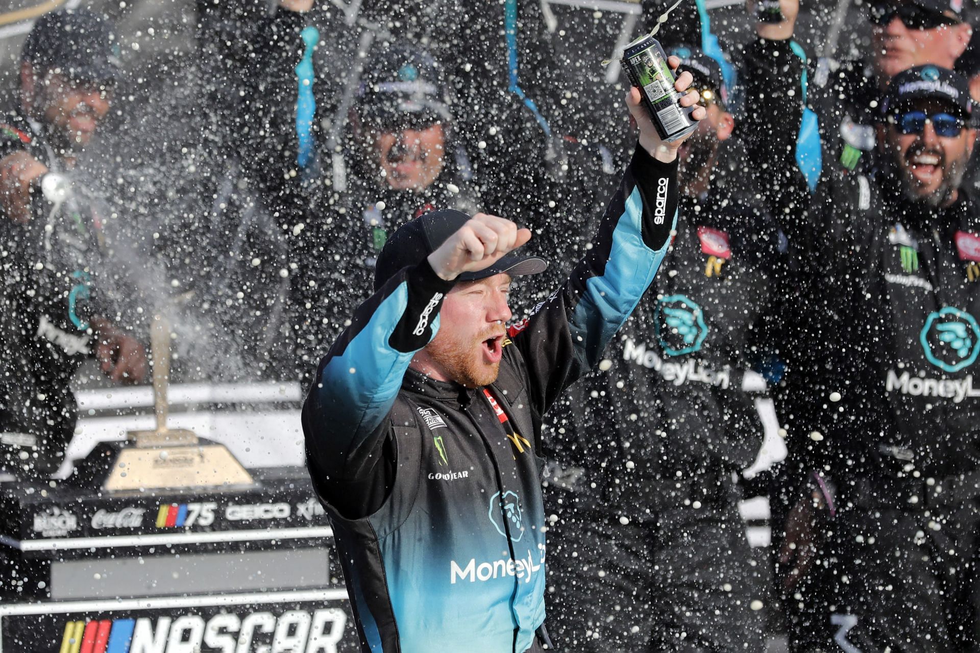 Tyler Reddick celebrated his victory at NASCAR Kansas Auto Racing