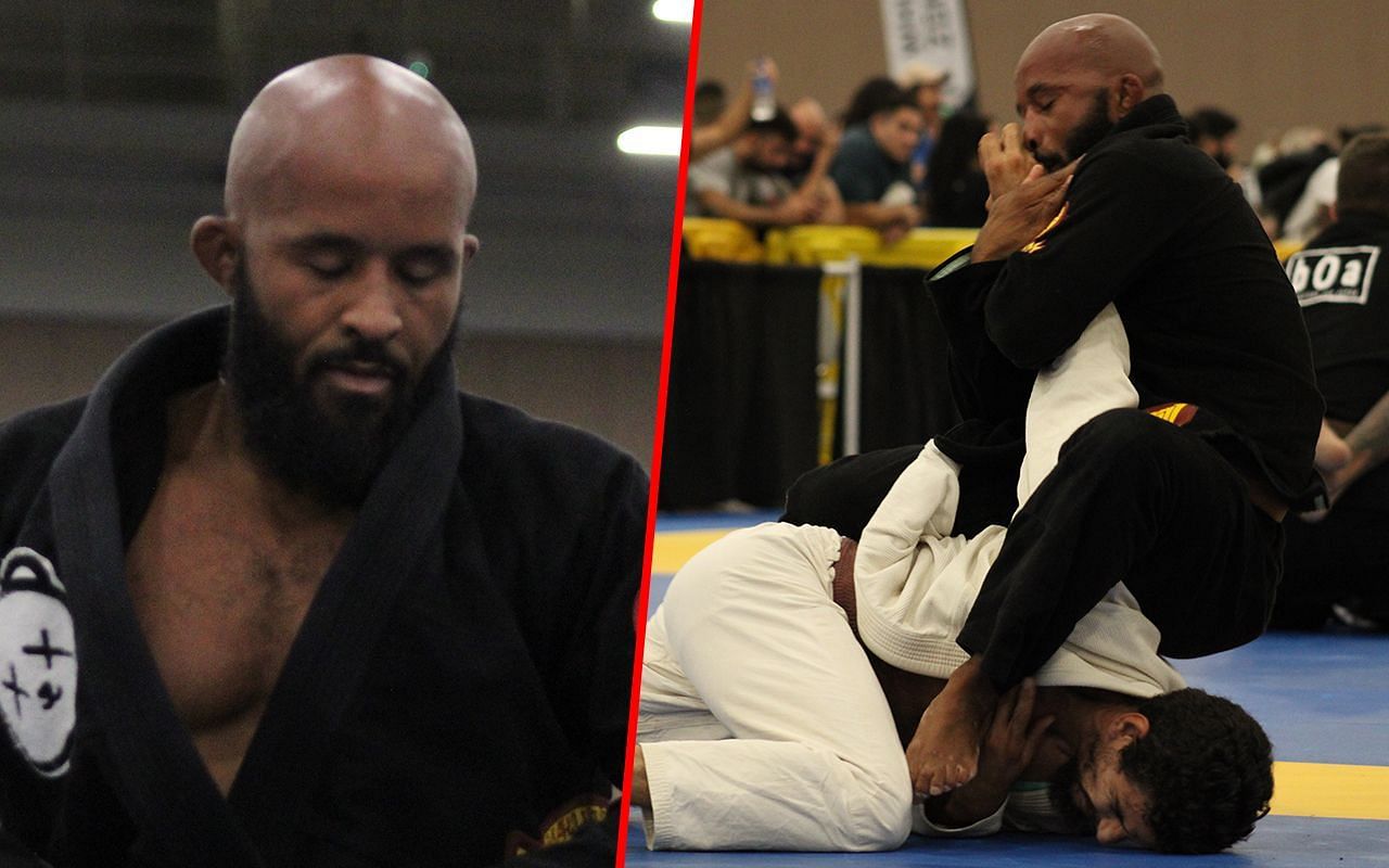 Demetrious Johnson (left) and Johnson competing in the tournament (right)