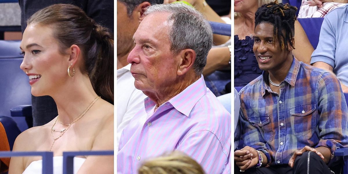 (L-R): Karlie Kloss, Michael Bloomberg, and Jon Batiste at the US Open