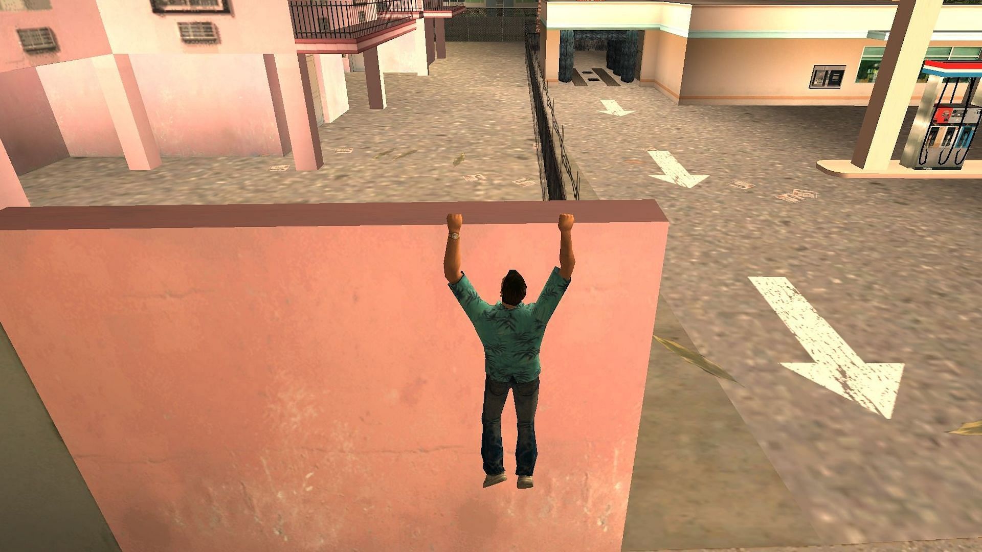 An example of Tommy Vercetti climbing over a wall (Image via CowBoy69)