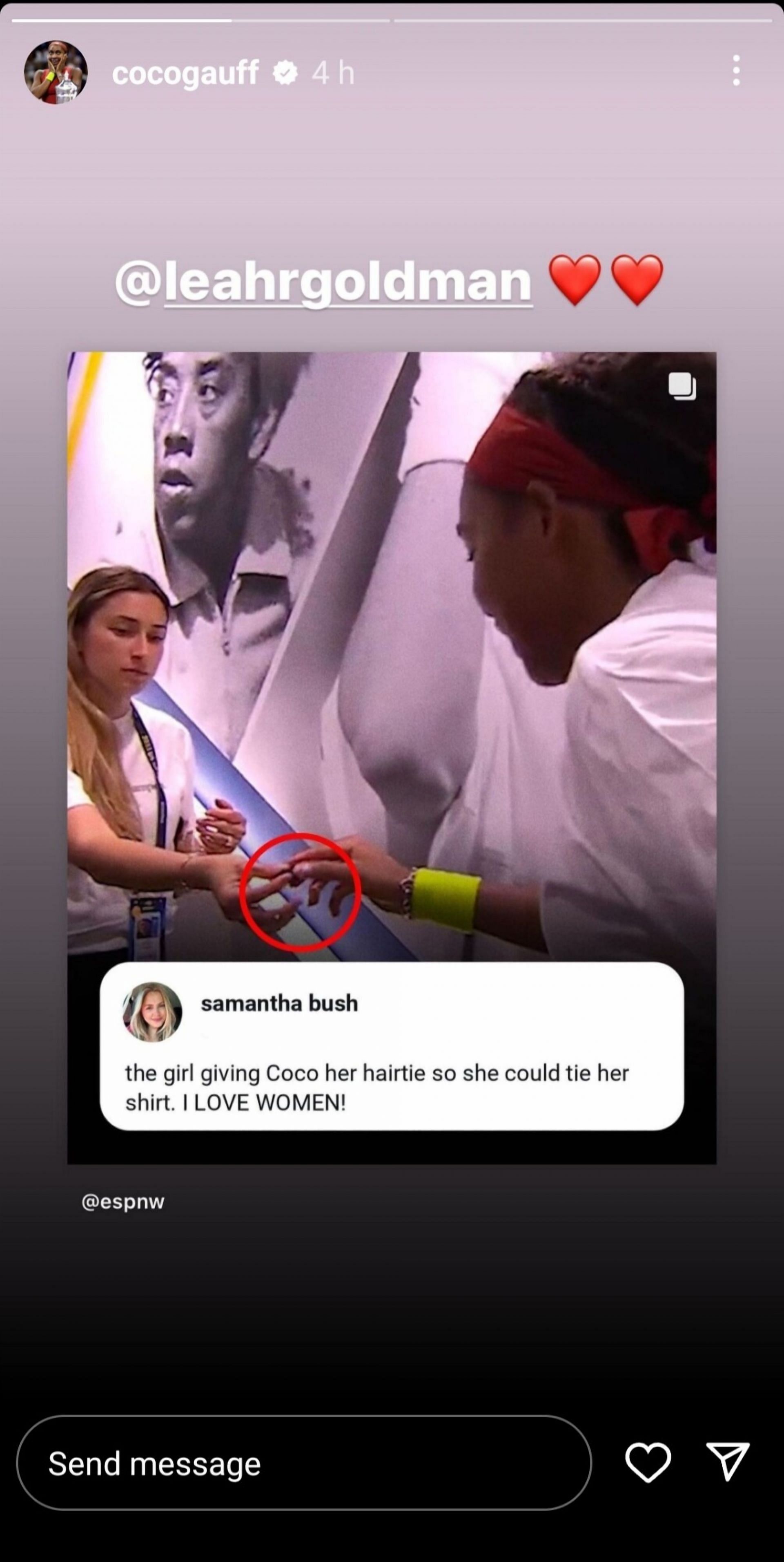 Gauff's Instagram story