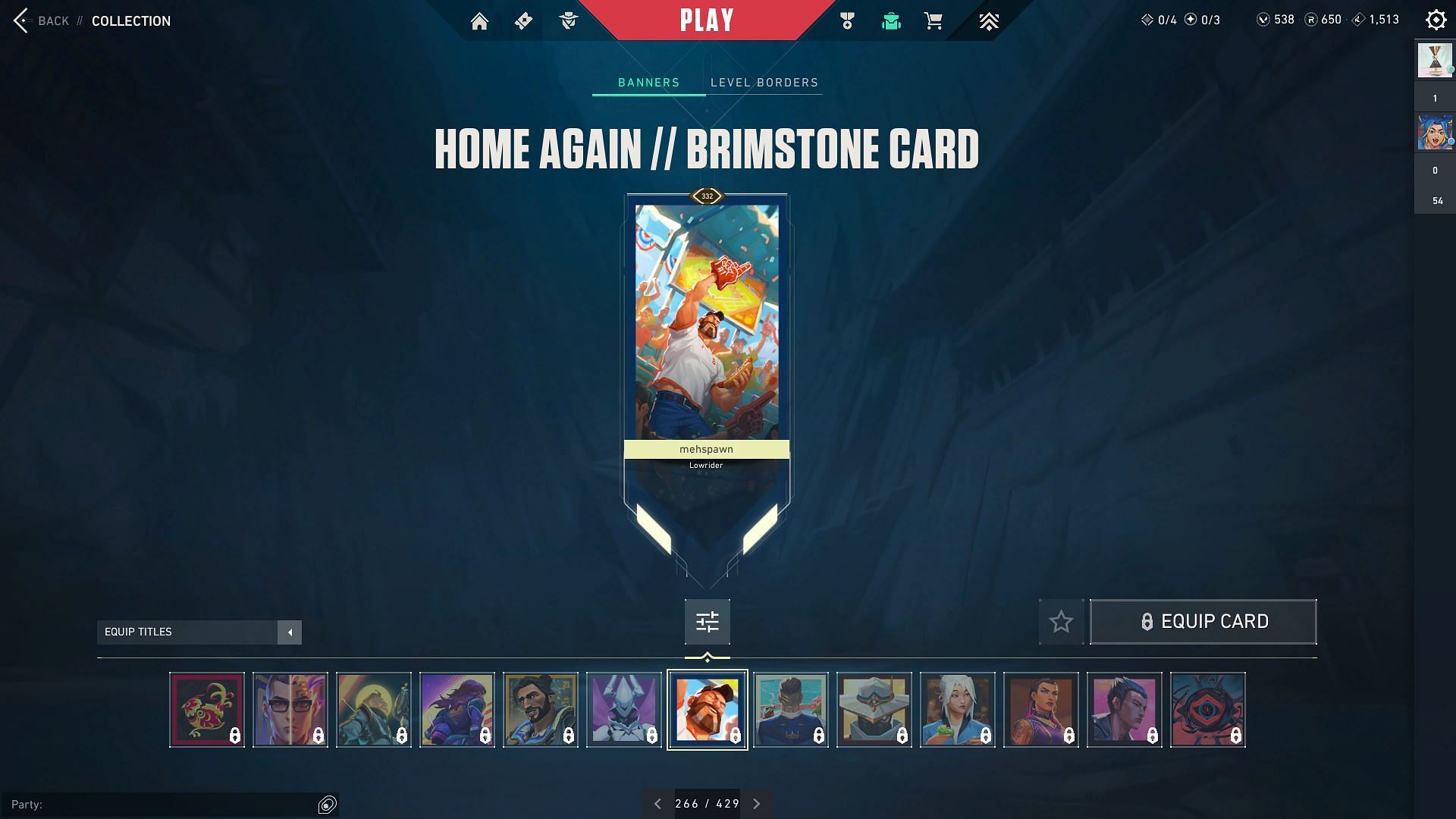 The Home Again Player Card for Brimstone (Image via Riot Games)