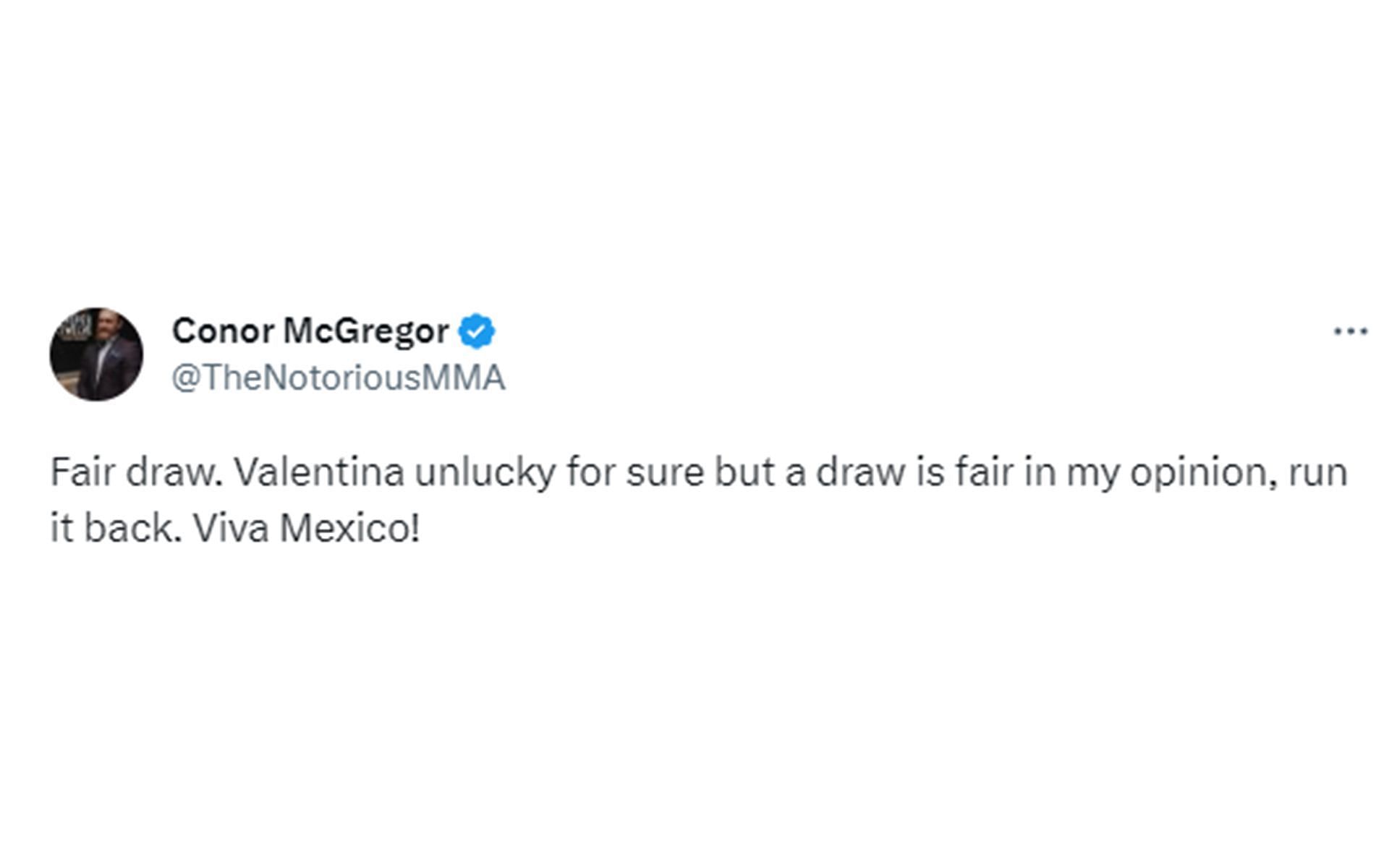 McGregor thinks draw was the fair outcome