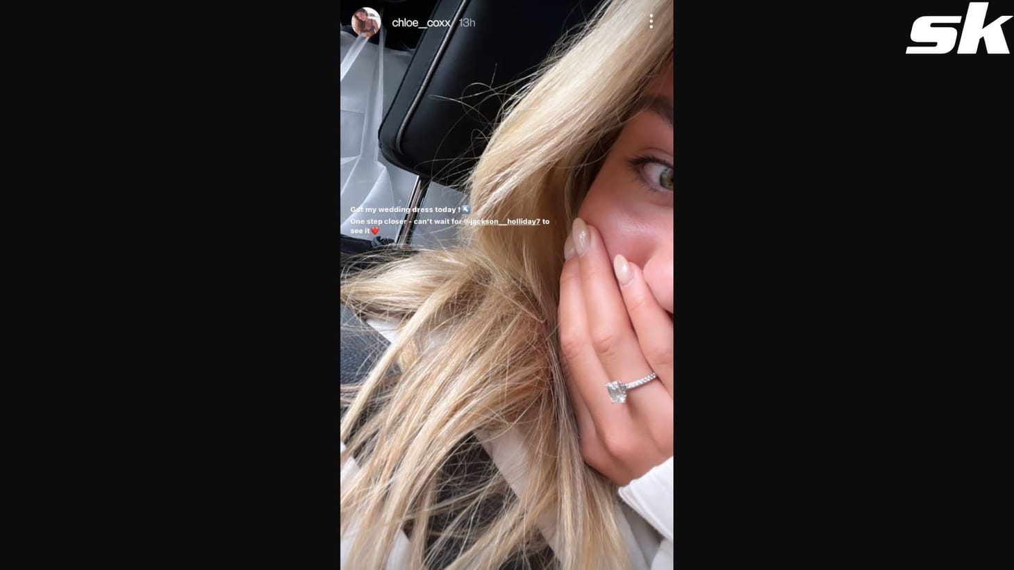 Chloe Cox gets impatient for Jackson Holliday to behold her walk down