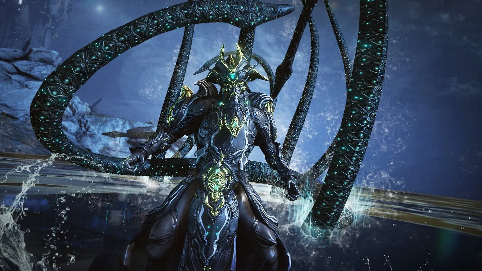 Warframe Hydroid Prime captura with tentacles in the background