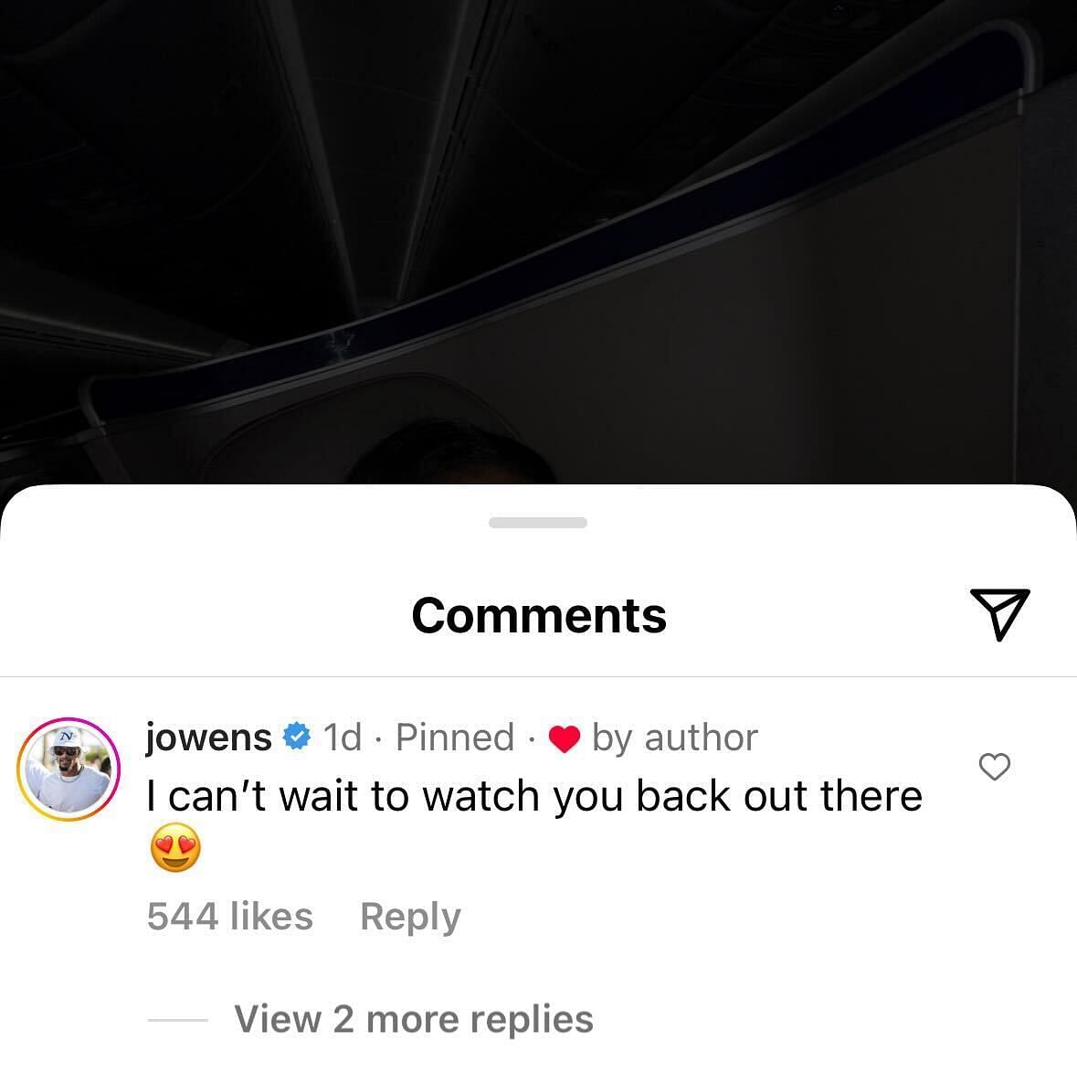Jonathan Owens commented on Simone Biles&#039; post
