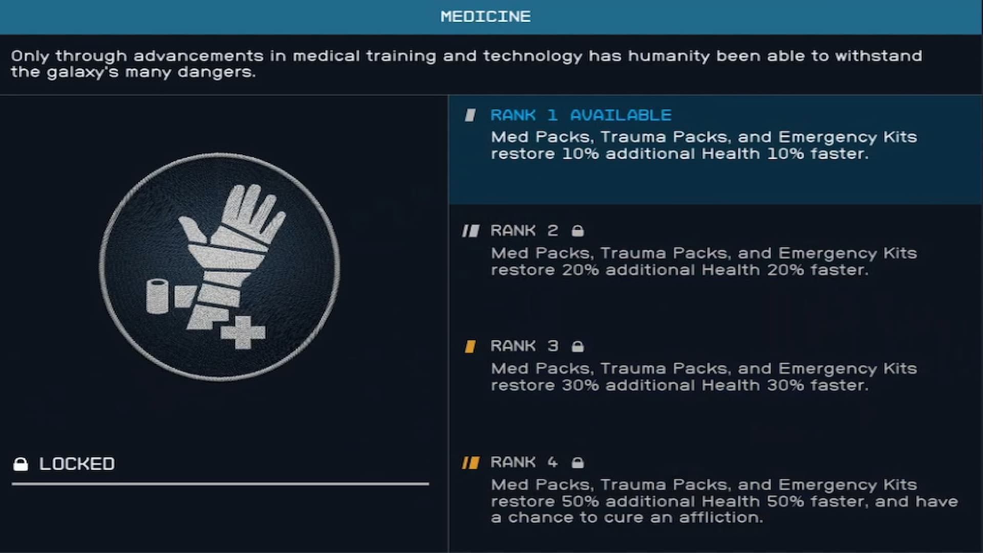 Take the Medicine Skill to navigate and manage difficult combats more easily (Image via Bethesda)