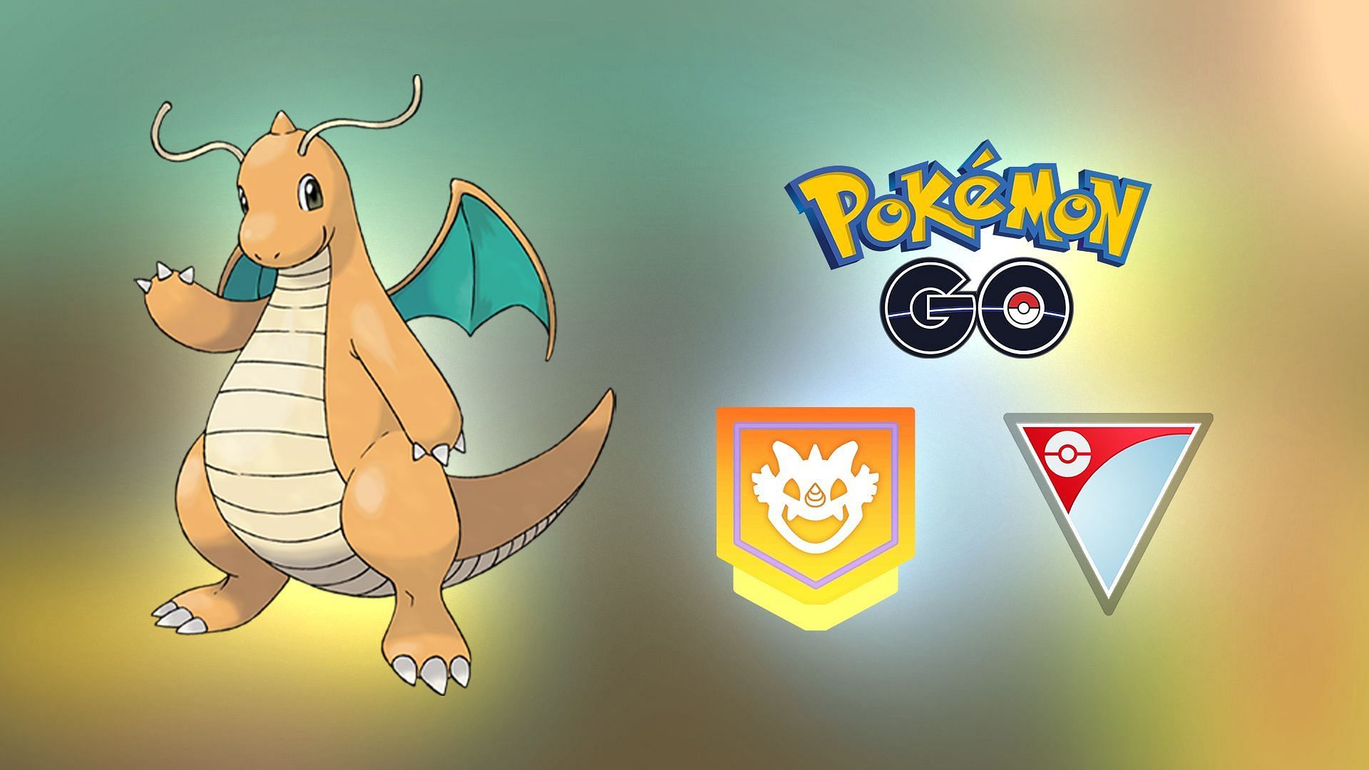 Dragonite along with pokemon go logo