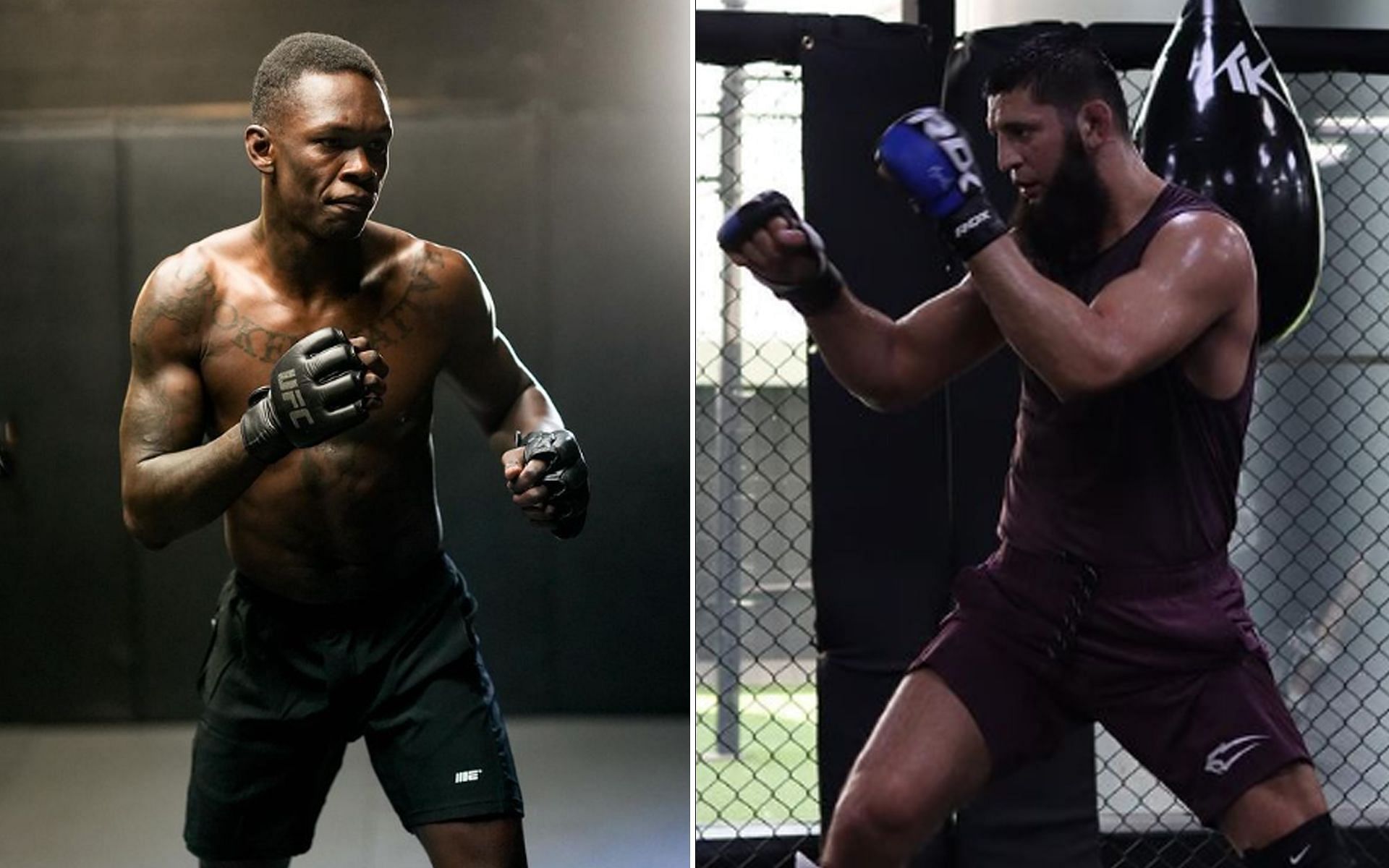 Israel Adesanya [L] and Khamzat Chimaev [R] [Images via @stylebender and @khamzat_chimaev Instagram]