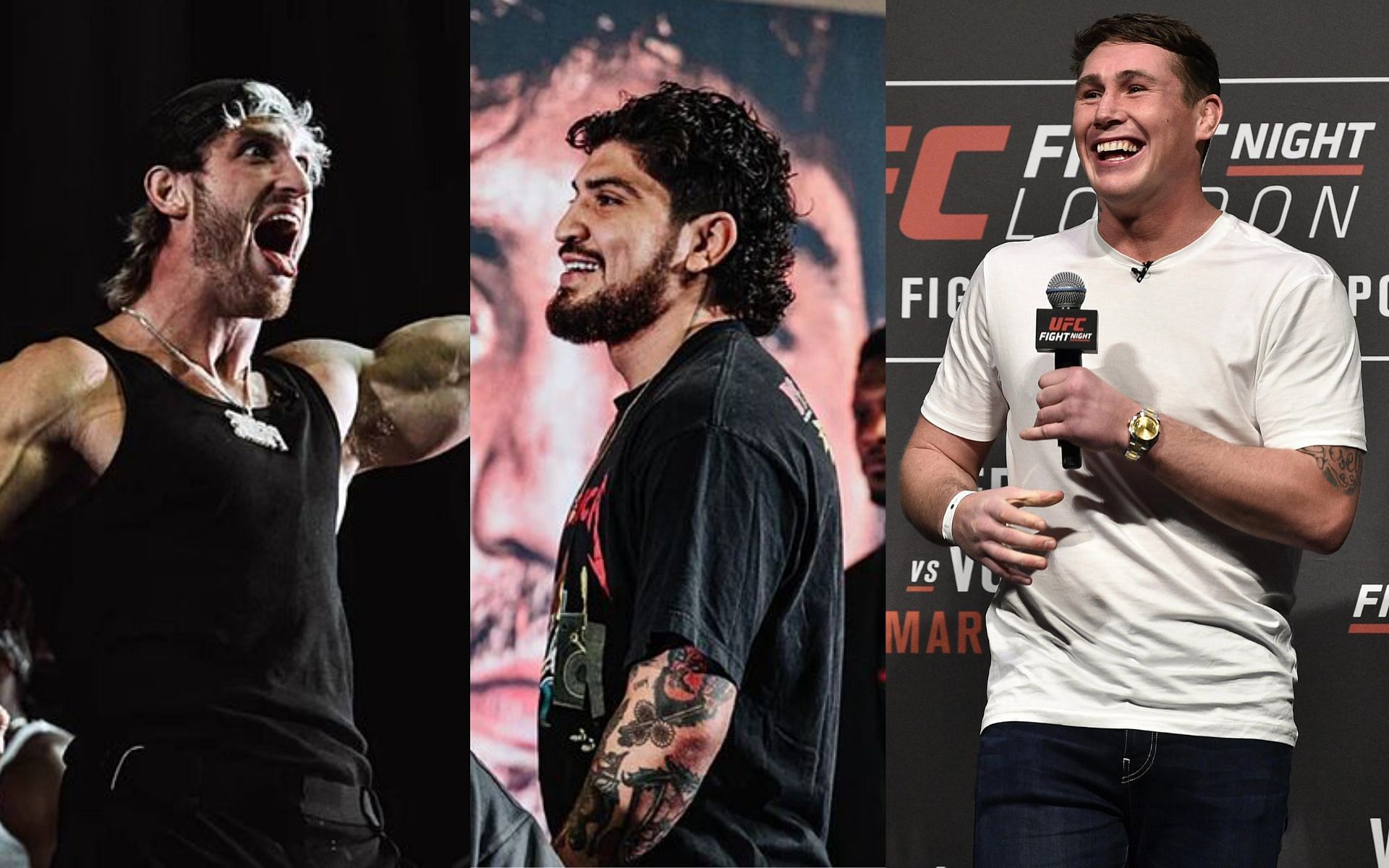 Logan Paul vs Dillon Danis (left) and Darren Till (right). [via DAZN and Getty Images]