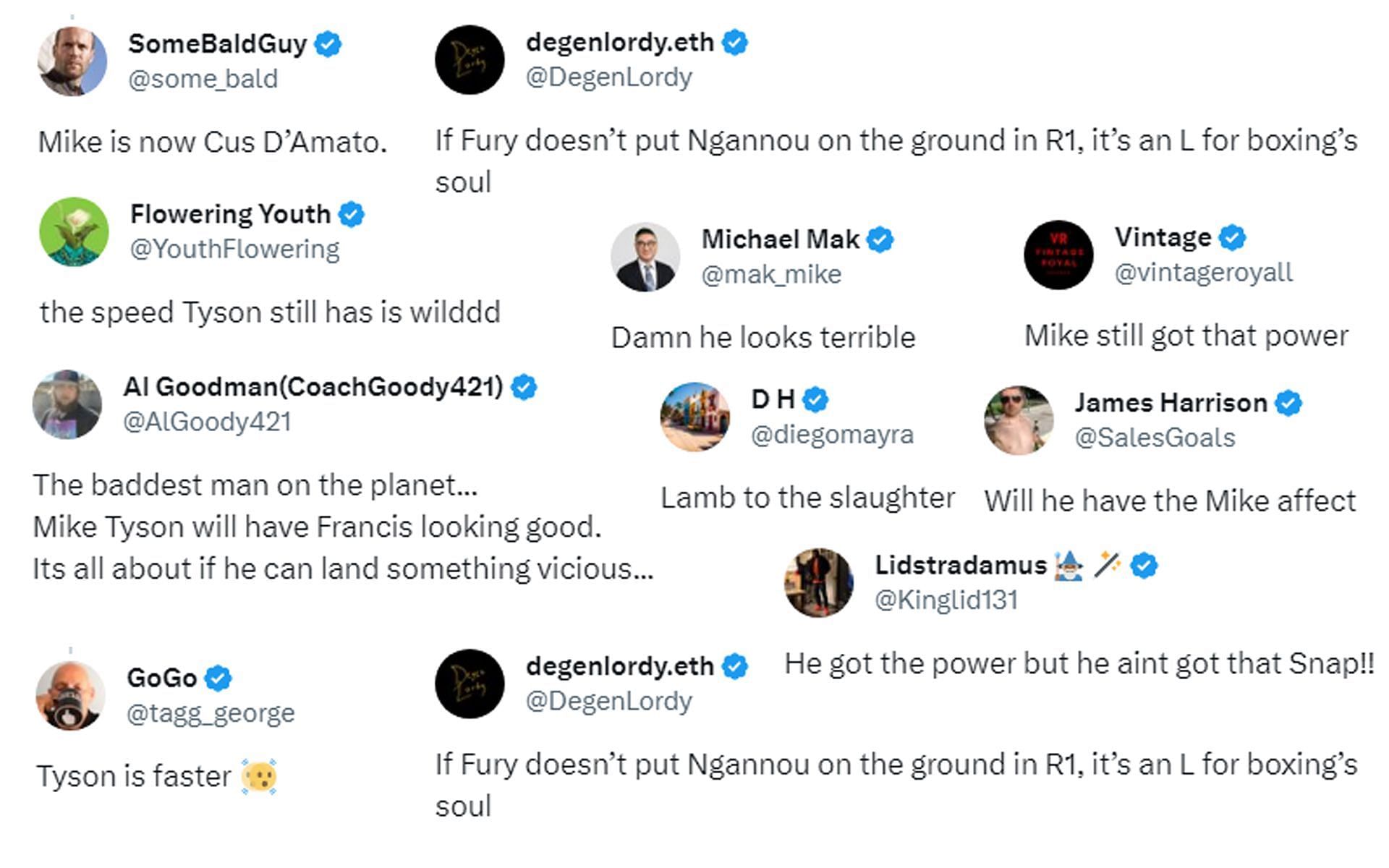 Fan reactions to Mike Tyson training Francis Ngannou
