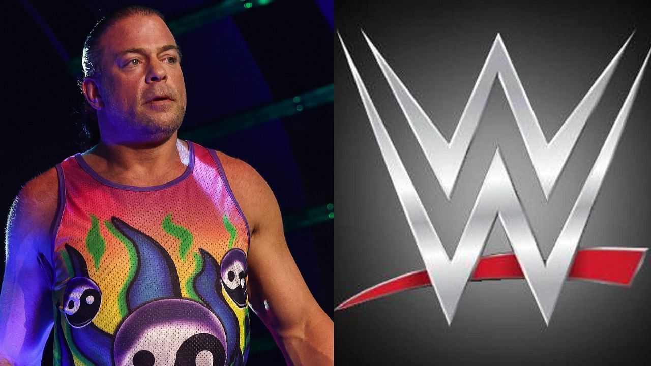 Rob Van Dam (left) and WWE logo (right)