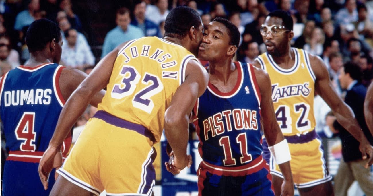 Magic Johnson and Isiah Thomas famously shared a brotherly kiss before tip-off during games they played against each other