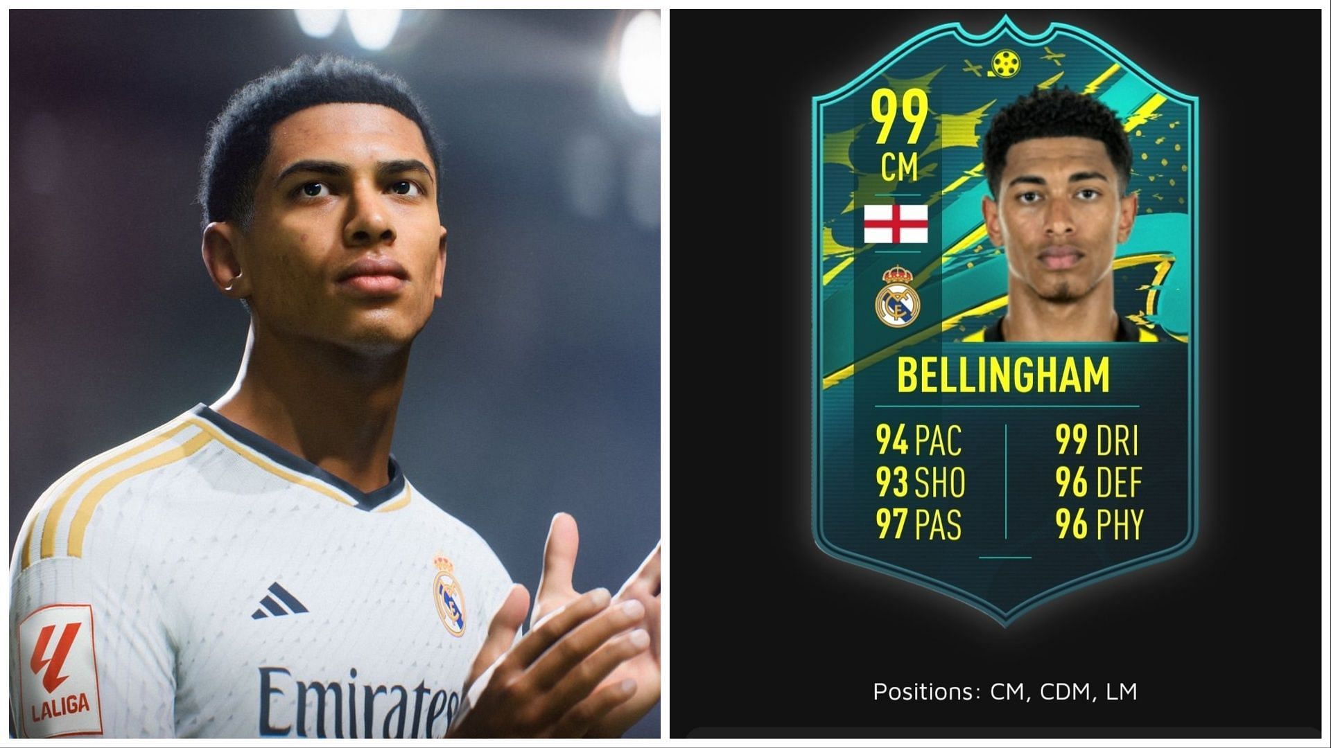 Jude Bellingham has received a 99-rated SBC card (Images via EA Sports)
