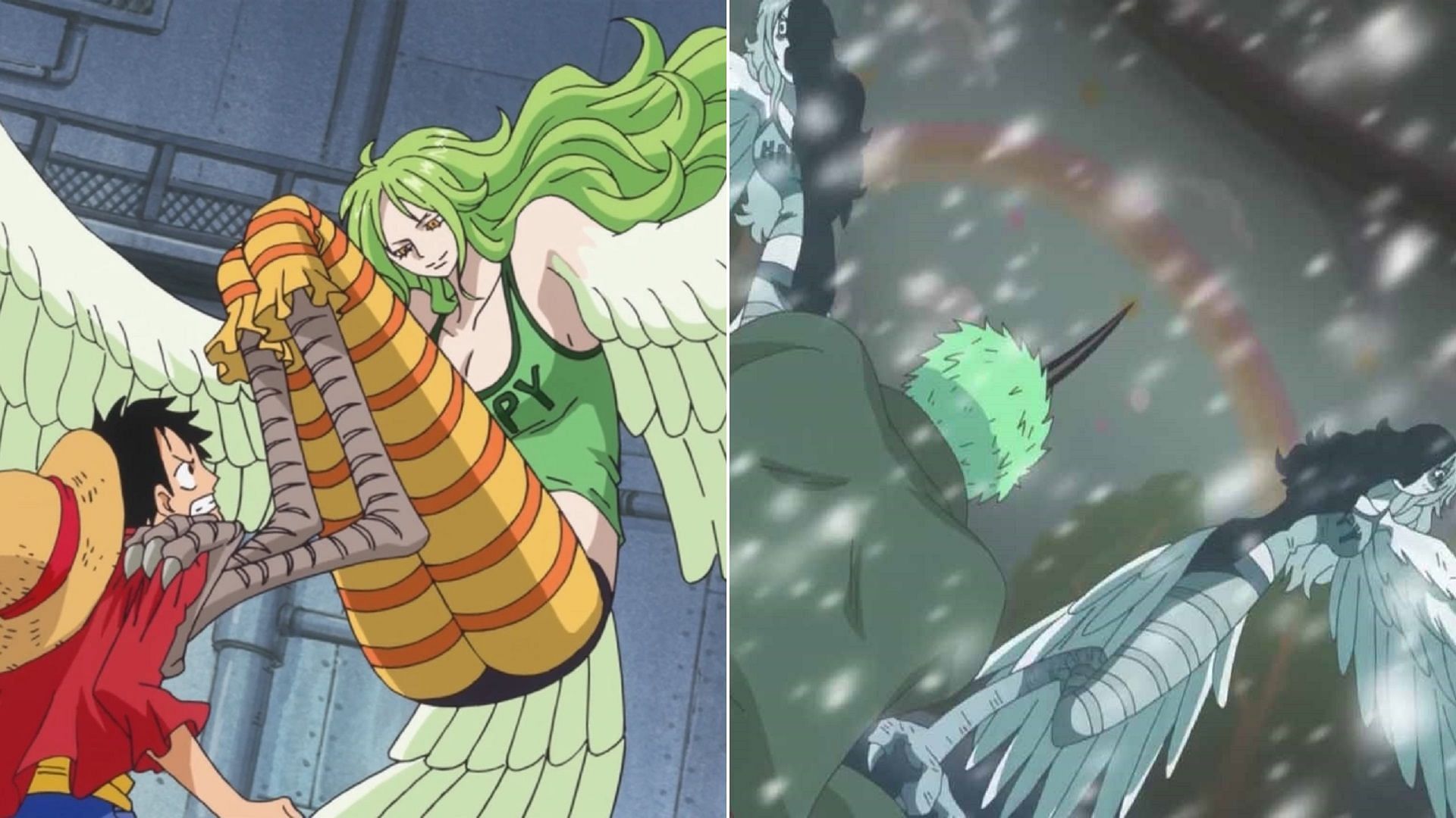 Luffy vs Monet, and Zoro vs Monet (Image via Toei Animation, One Piece)