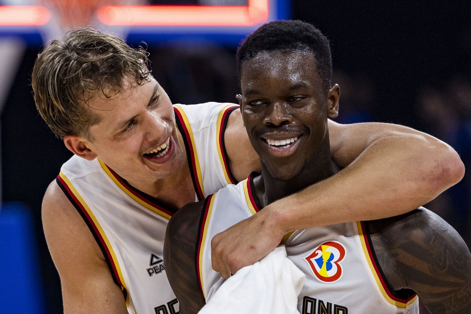 German stars Moritz Wagner and Dennis Schroder against Latvia in the FIBA World Cup 2023 quarterfinals