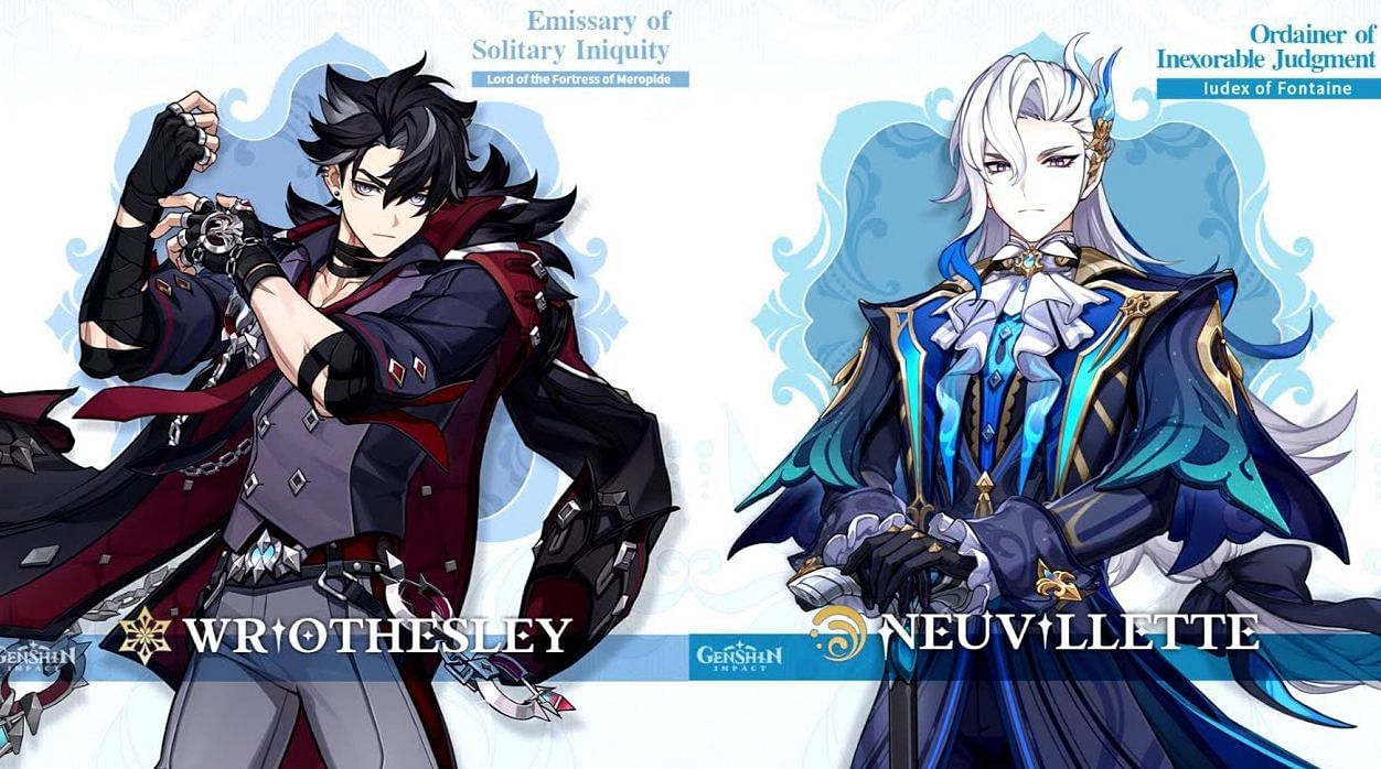 The upcoming 4.1 features 5 stars Wriothesley and Neuvillette (Image via HoYoverse)