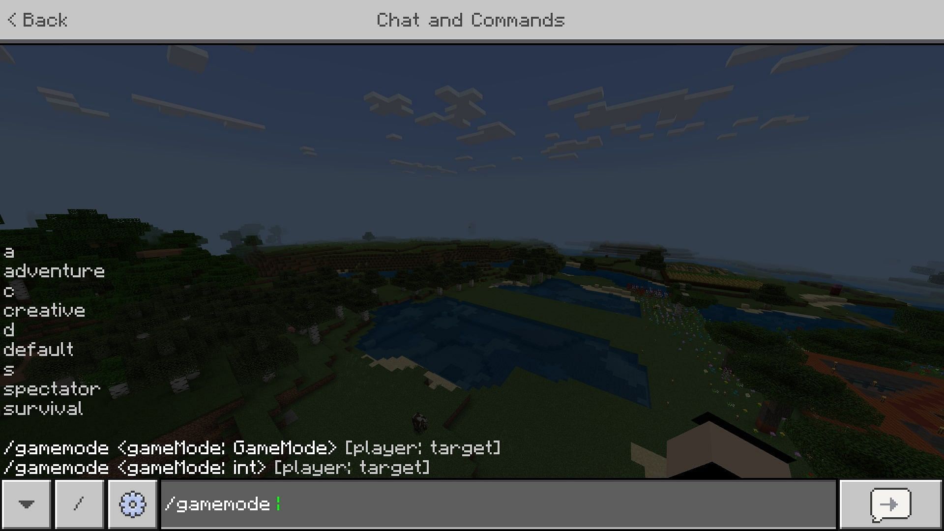 Game mode command that lets you choose five game modes (Image via Mojang)