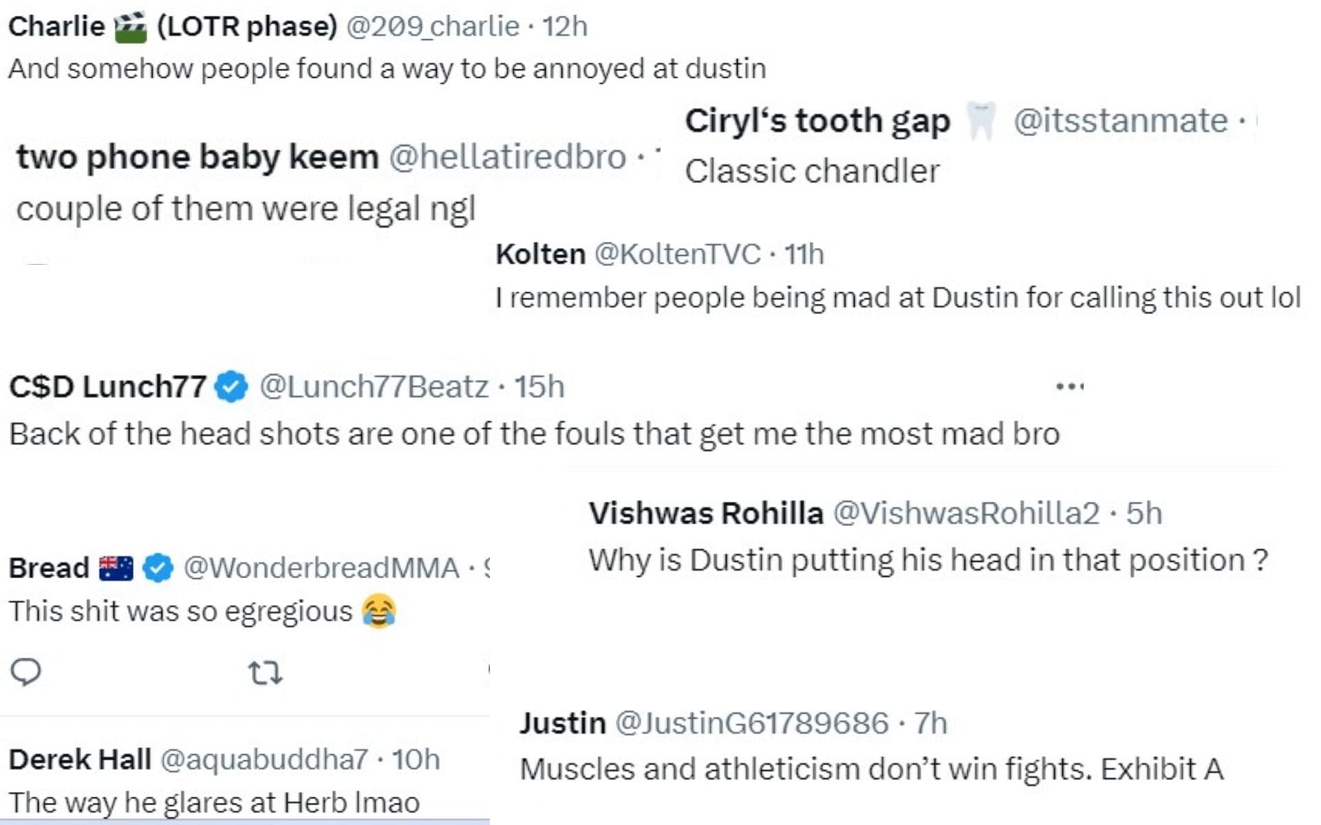 Screenshot of fan reactions to Chandler-Poirier footage