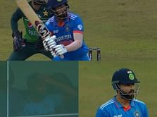 [Watch] Virat Kohli and Rohit Sharma's priceless reactions to KL Rahul's wristy 6 vs Pakistan in Asia Cup 2023