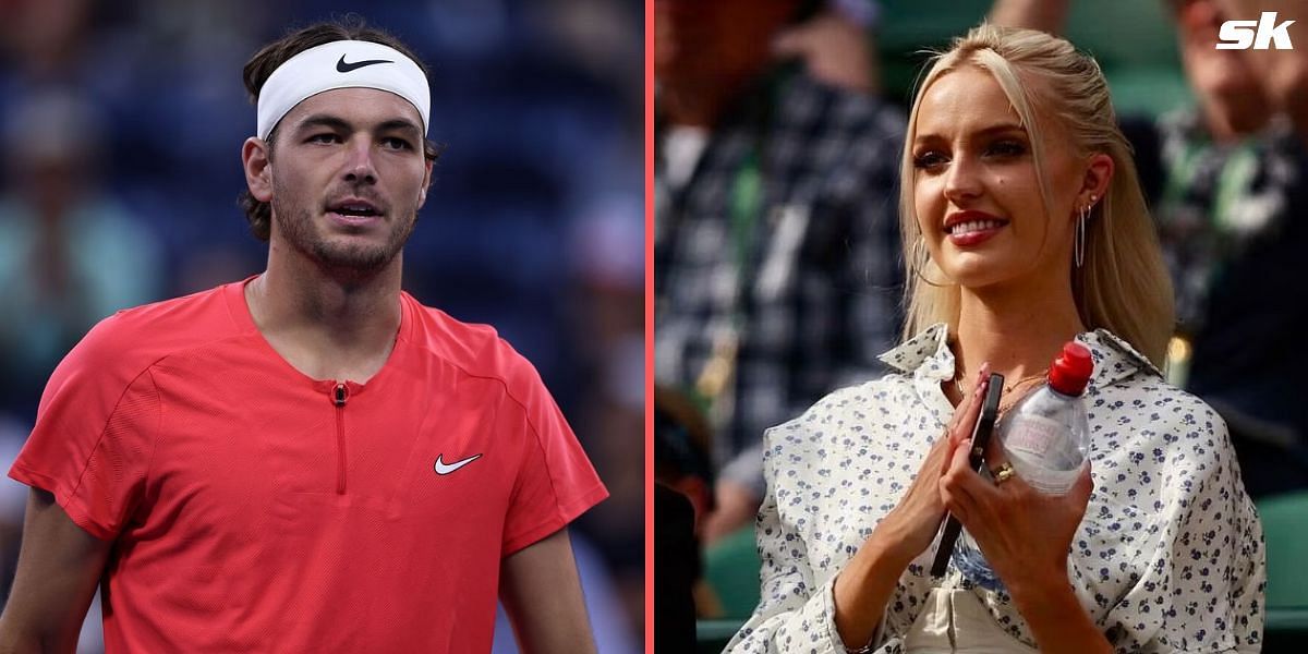 Taylor Fritz (L) and girlfriend Morgan Riddle (R)