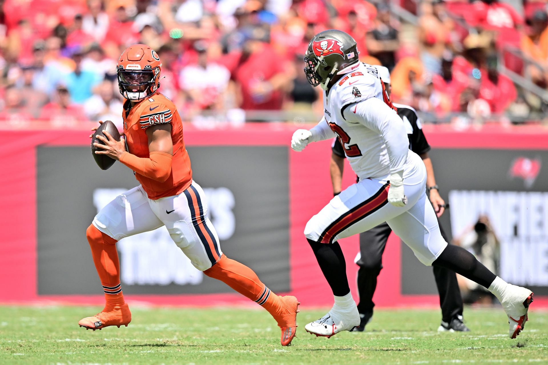 Justin Fields during Chicago Bears v Tampa Bay Buccaneers