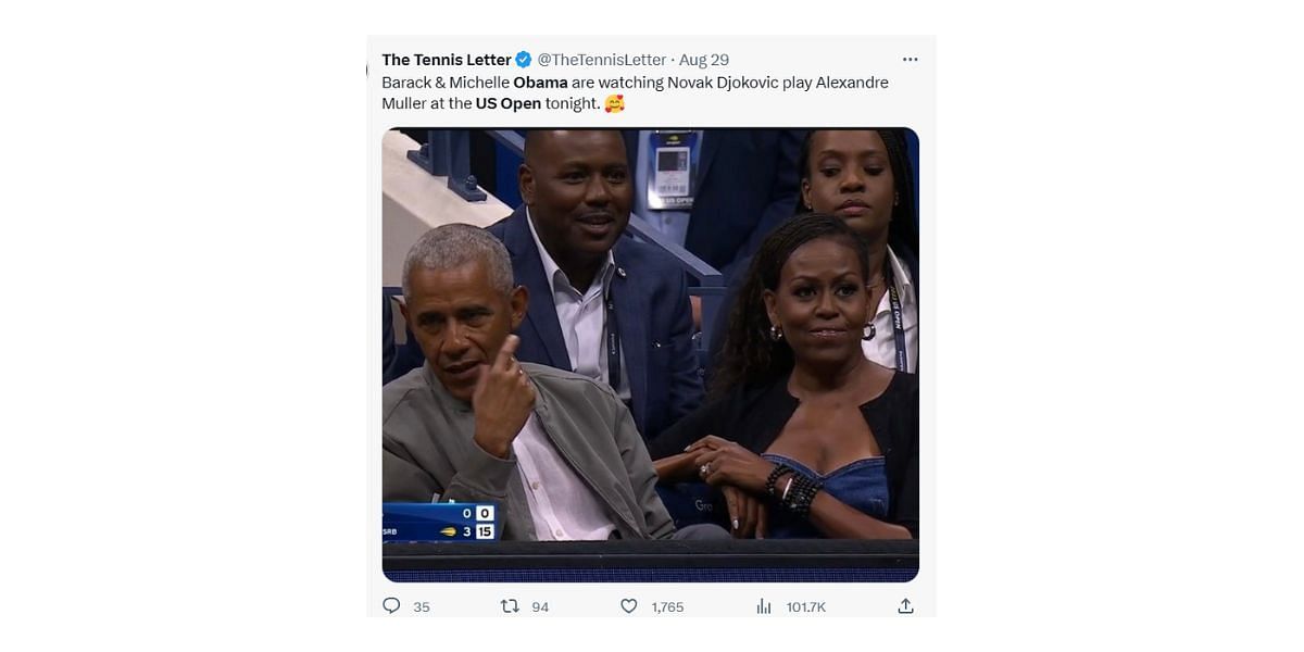Barack Obama and Michelle Obama at the US Open.
