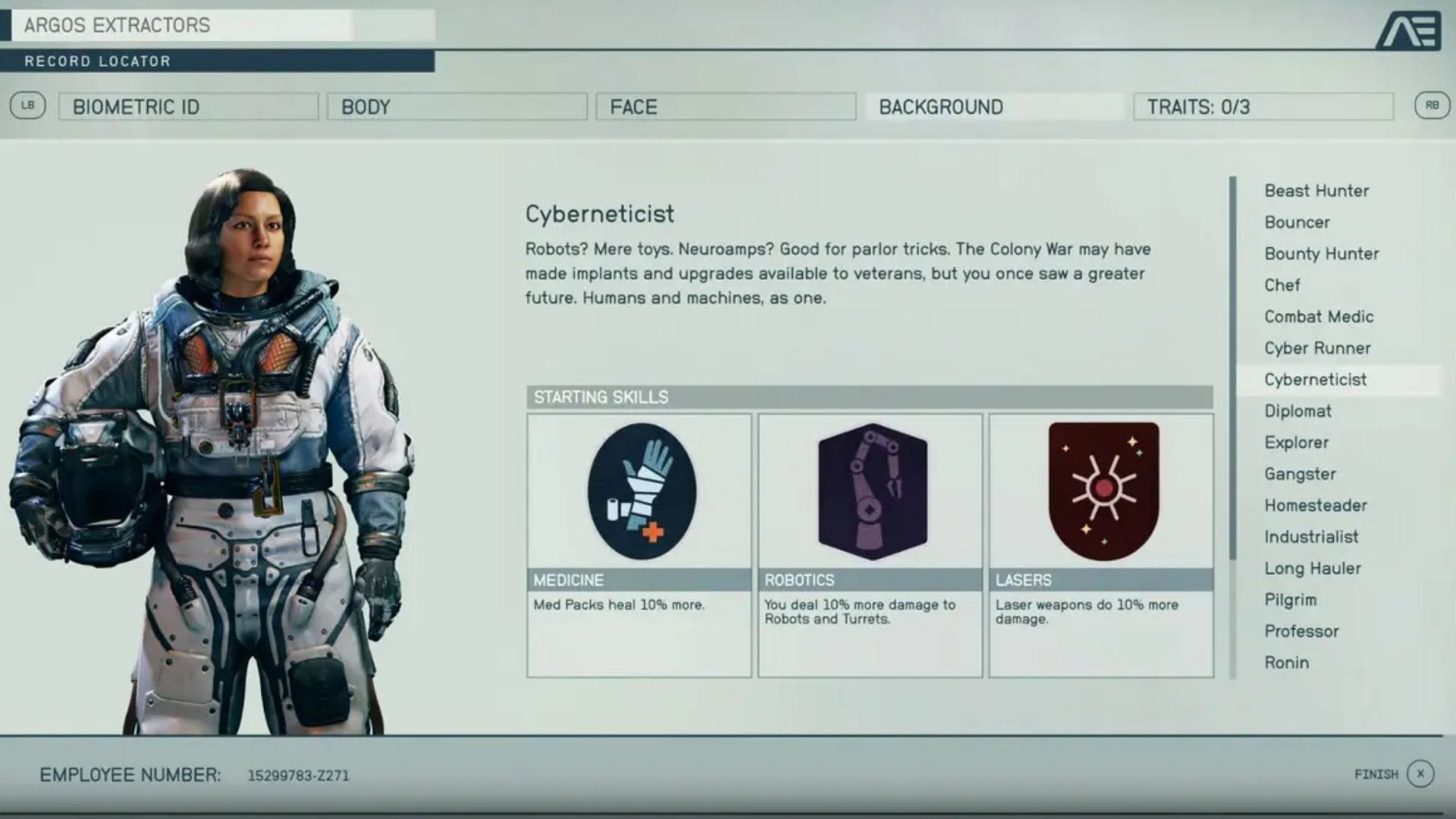 The Cyberneticist do not have a good mix of skills (Image via Bethesda)