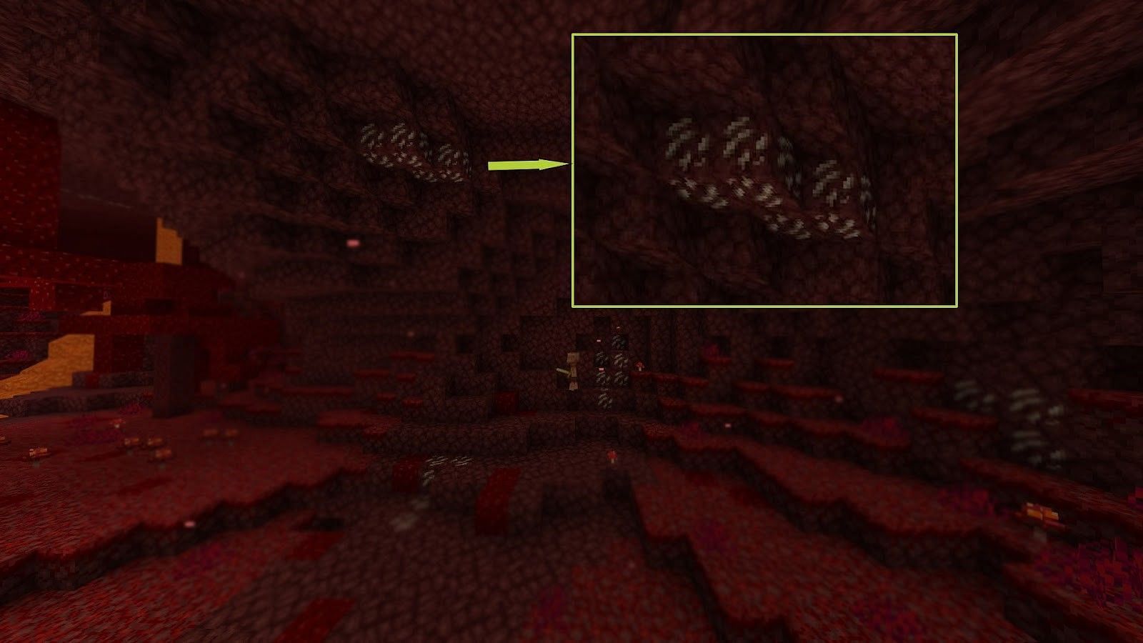 Quartz ores spawning in the nether (Image via Mojang)