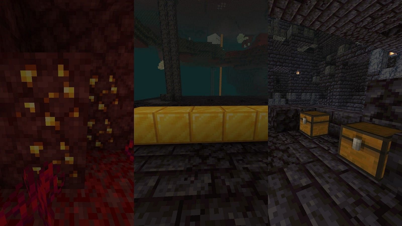 Gold is found as ores, blocks even as loot in the treasure hall of bastion remnants (Image via Mojang)