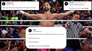 “Sounds more like sledge” - Dinesh Karthik comes up with a cheeky reaction to WWE India’s “freakin” compliment