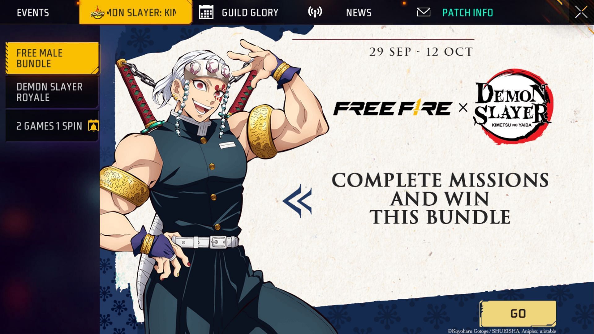 Free Fire x Demon Slayer collaboration event calendar leaked