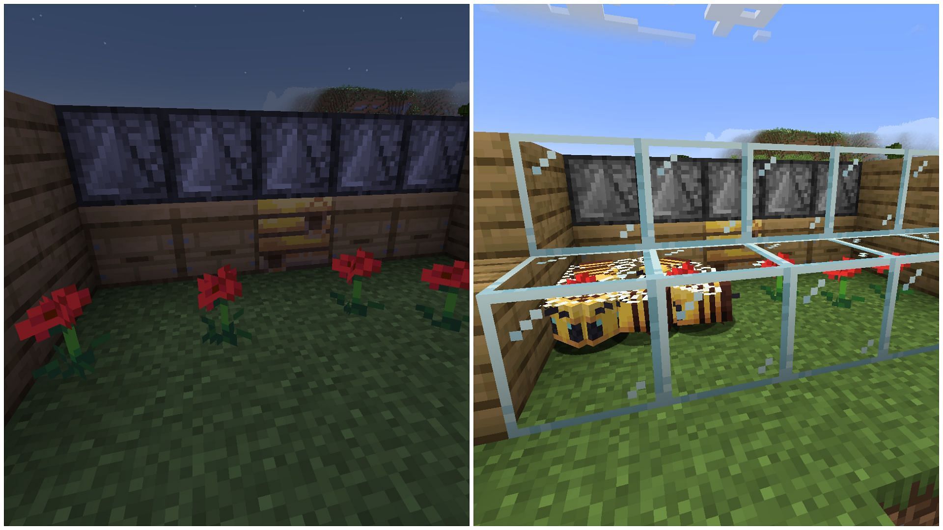 Place bee hives and nests underneath observers and flowers in front of them in Minecraft (Image via Mojang)