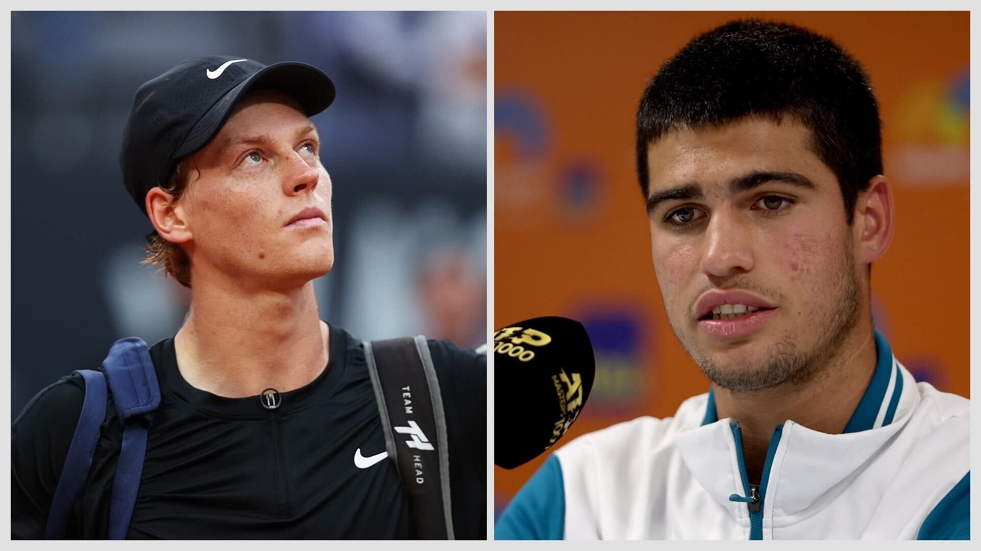Jannik Sinner (L) and Carlos Alcaraz (R)