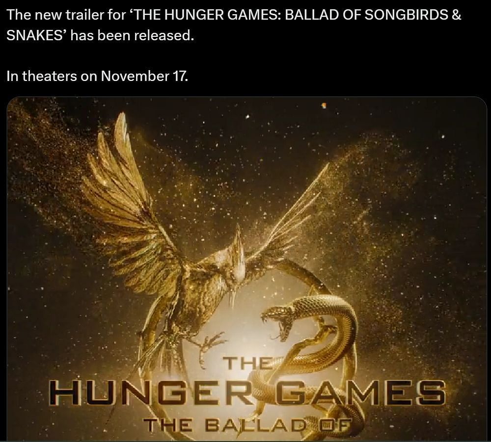 DF&#039;s post about the upcoming Hunger Games (Image via X)