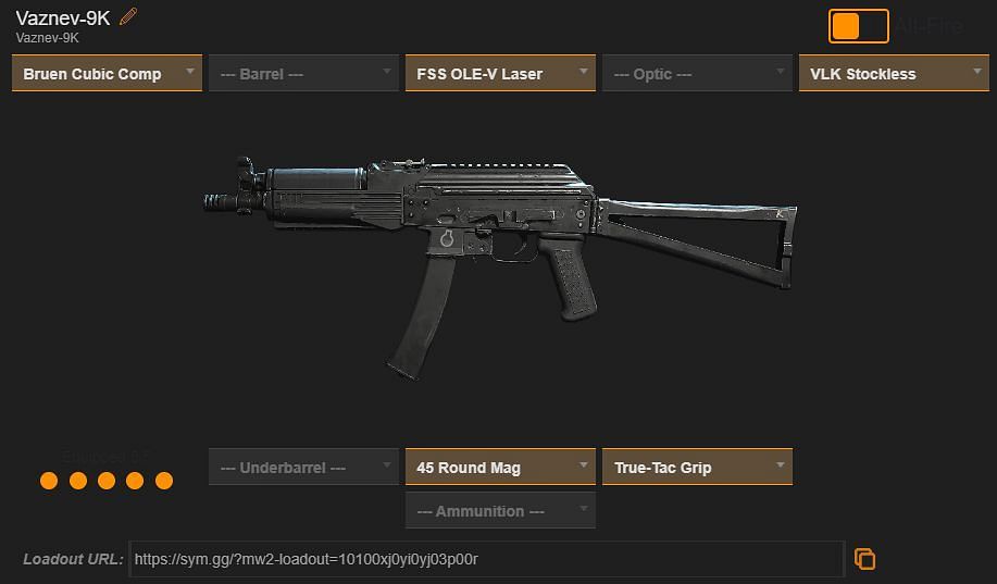 Vaznev-9K loadout (Image via sym.gg)