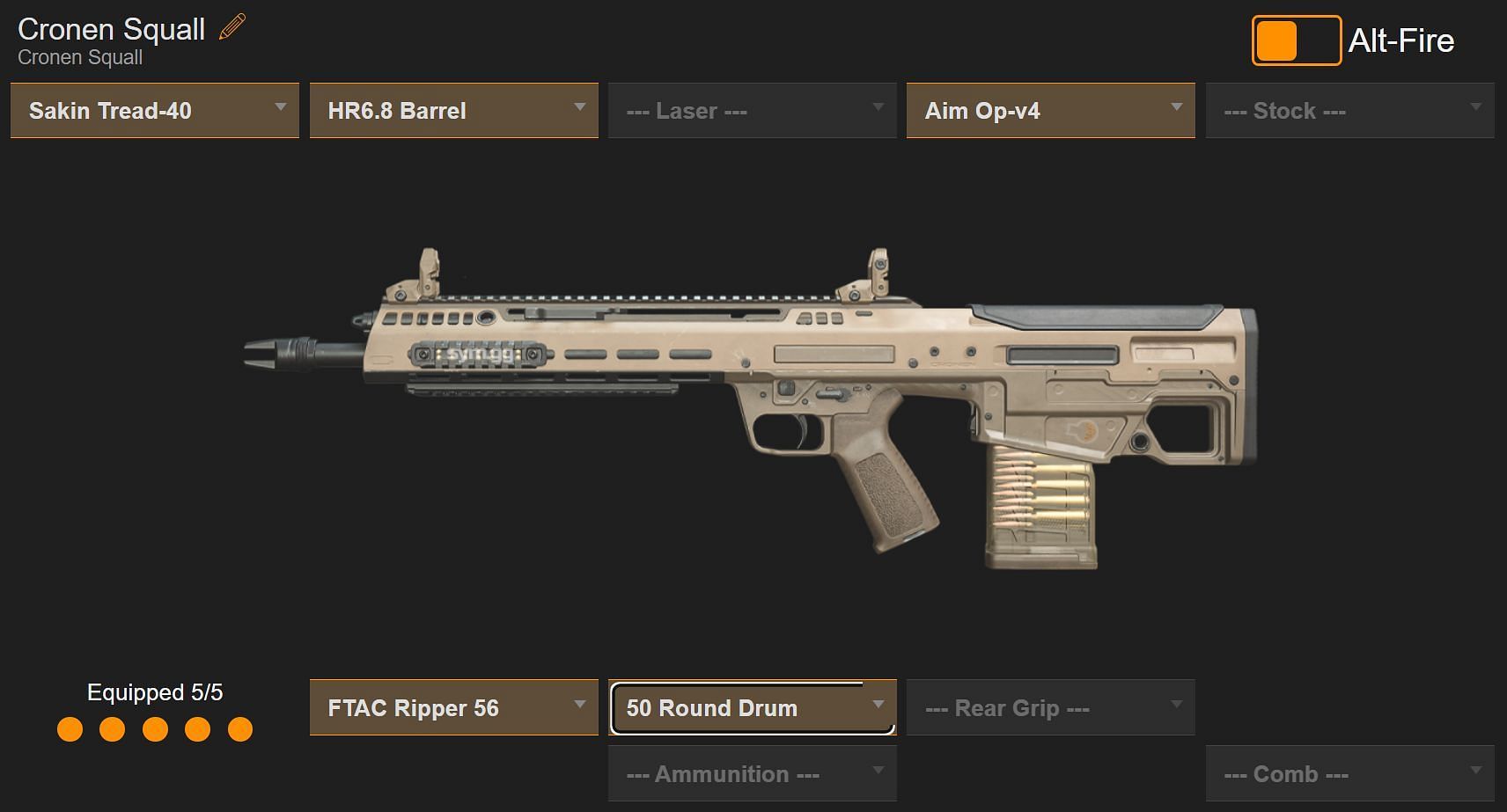 Cronen Squall build (Image via sym.gg/Infinity Ward)