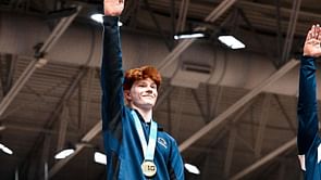 19-year-old Josh Karnes, Big Ten Parallel Bars Champion gets honored at a football match