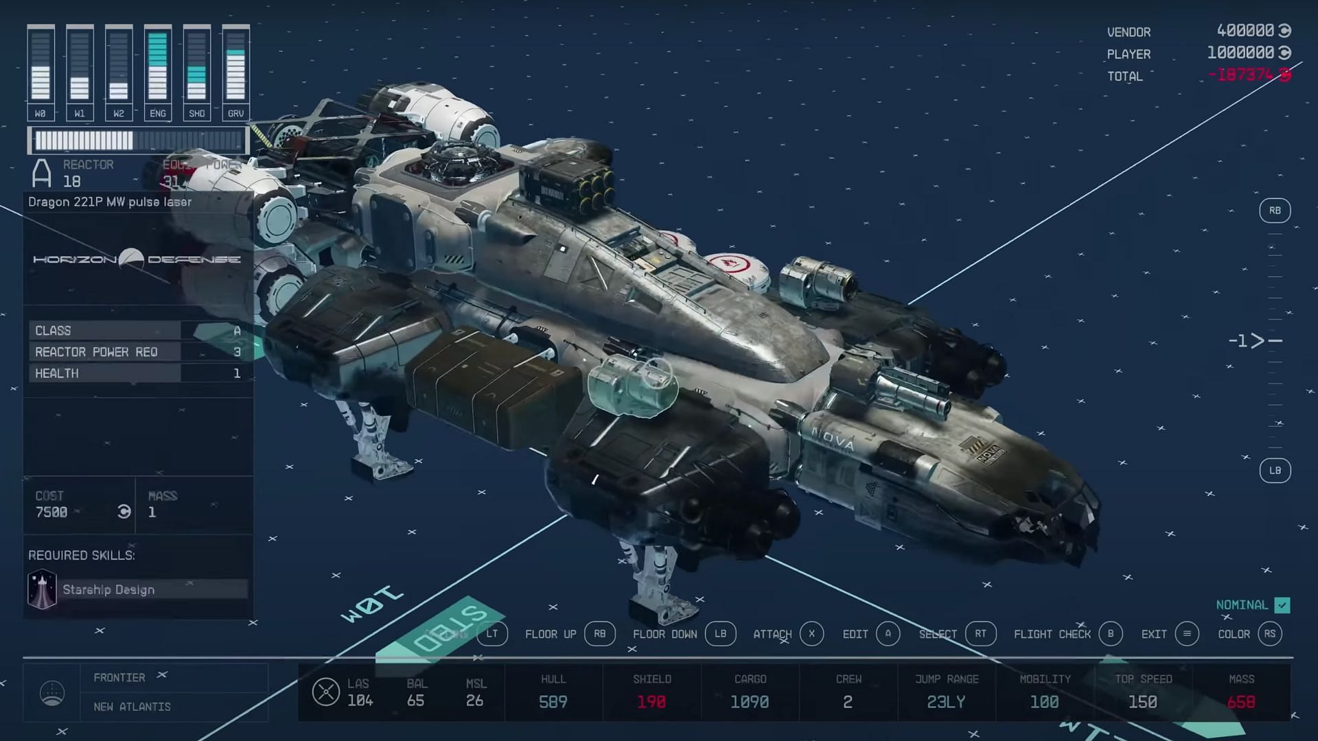 Weapons are crucial ship upgrades to win in battles (Image via Bethesda)