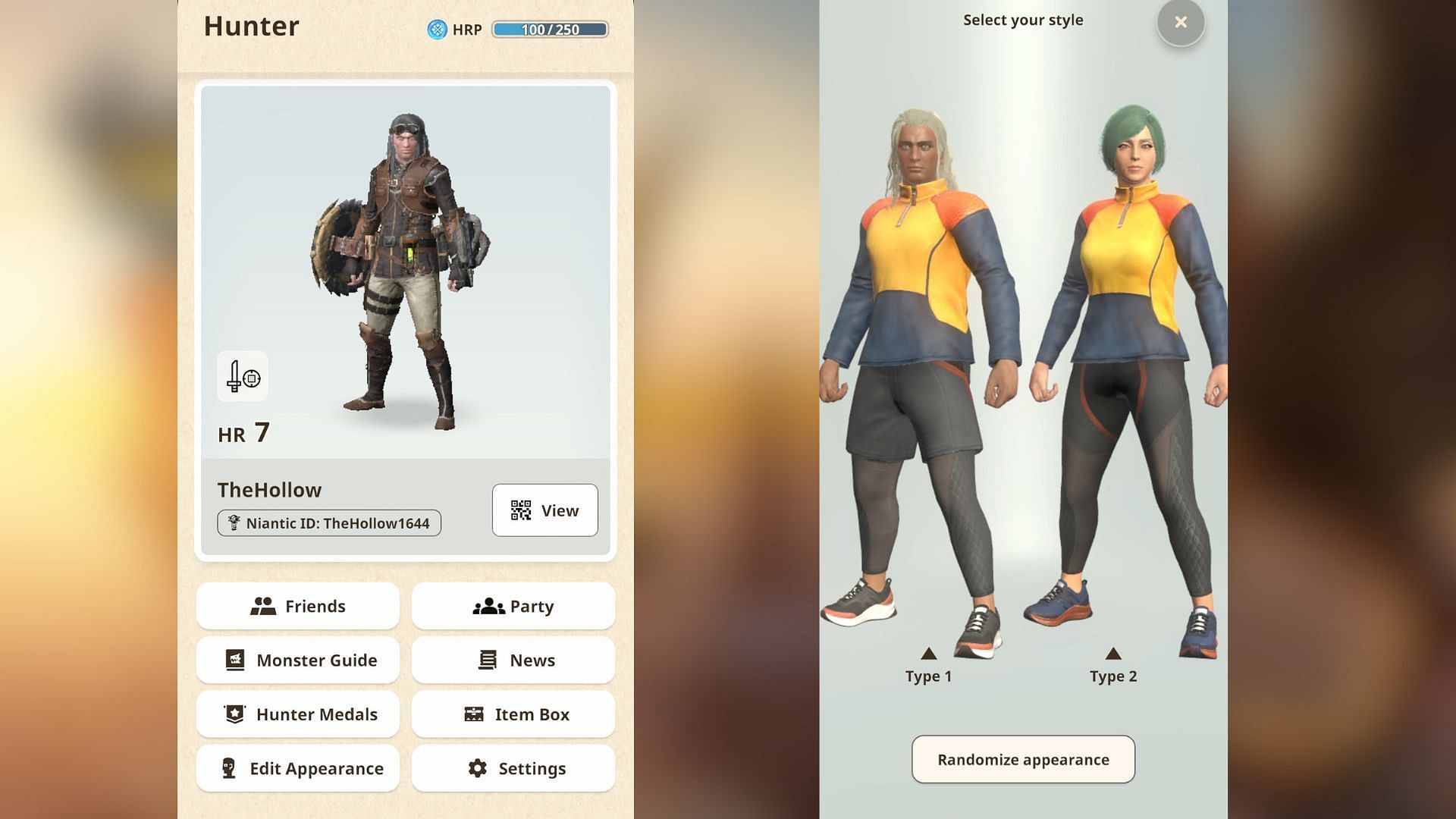 Tap the Edit Appearance button and choose a body type to enter the customization window. (Image via Niantic)