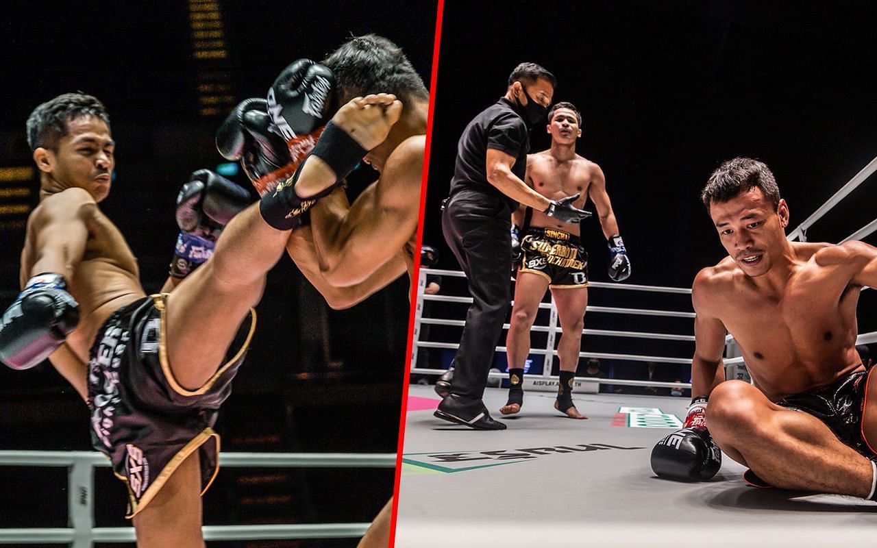 Superbon (left) and Superbon fighting Sitthichai (left) | Image credit: ONE Championship