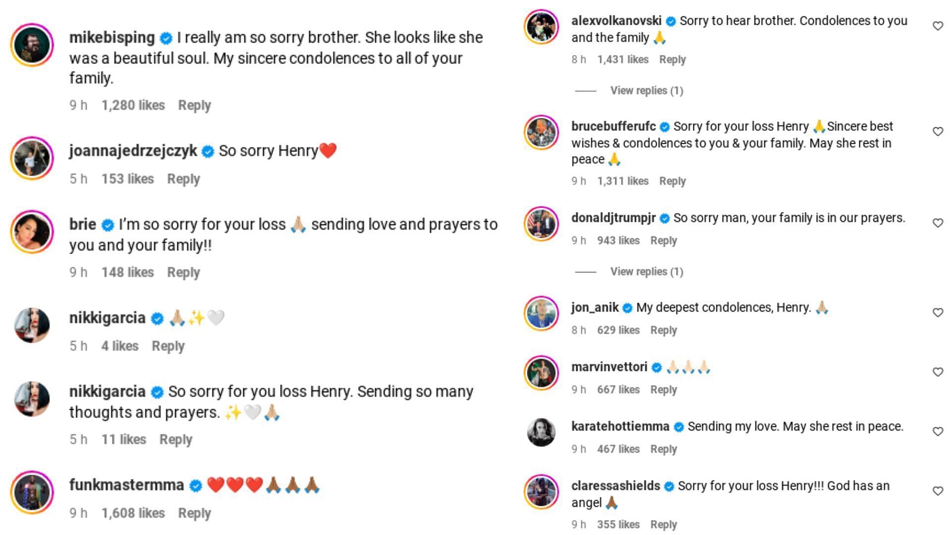 More messages of support on Instagram